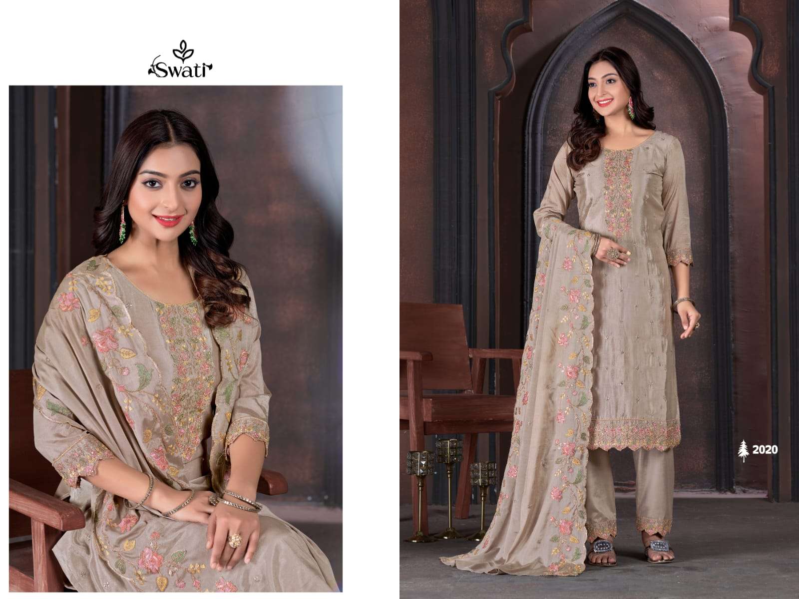 Swagat Swati 2016 To 2020 Festive Wear Chinon Suit New Collection view 4