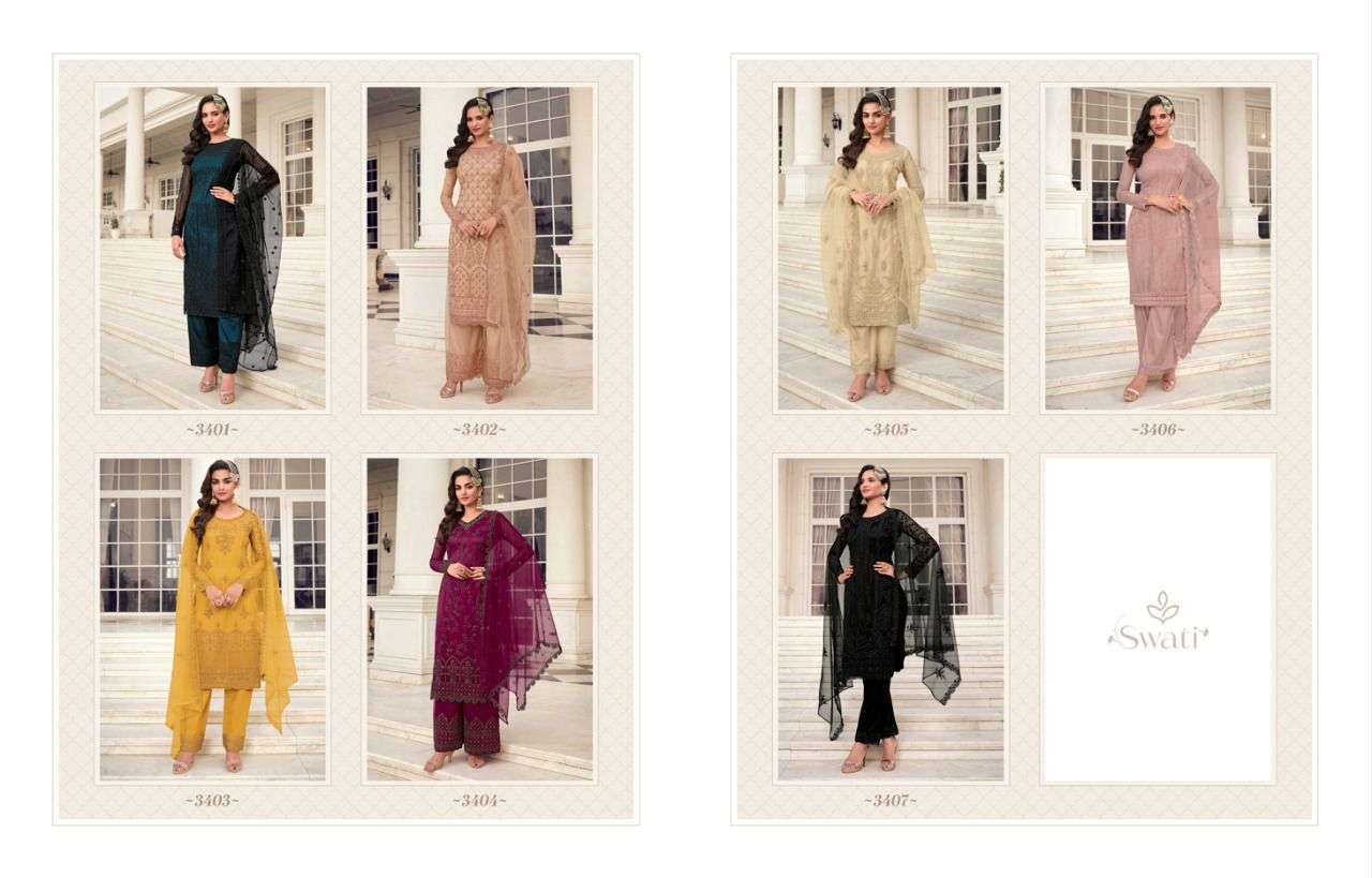 Swagat Swati 3401 to 3407 Designer party Wear Salwar kameez Collection view 13