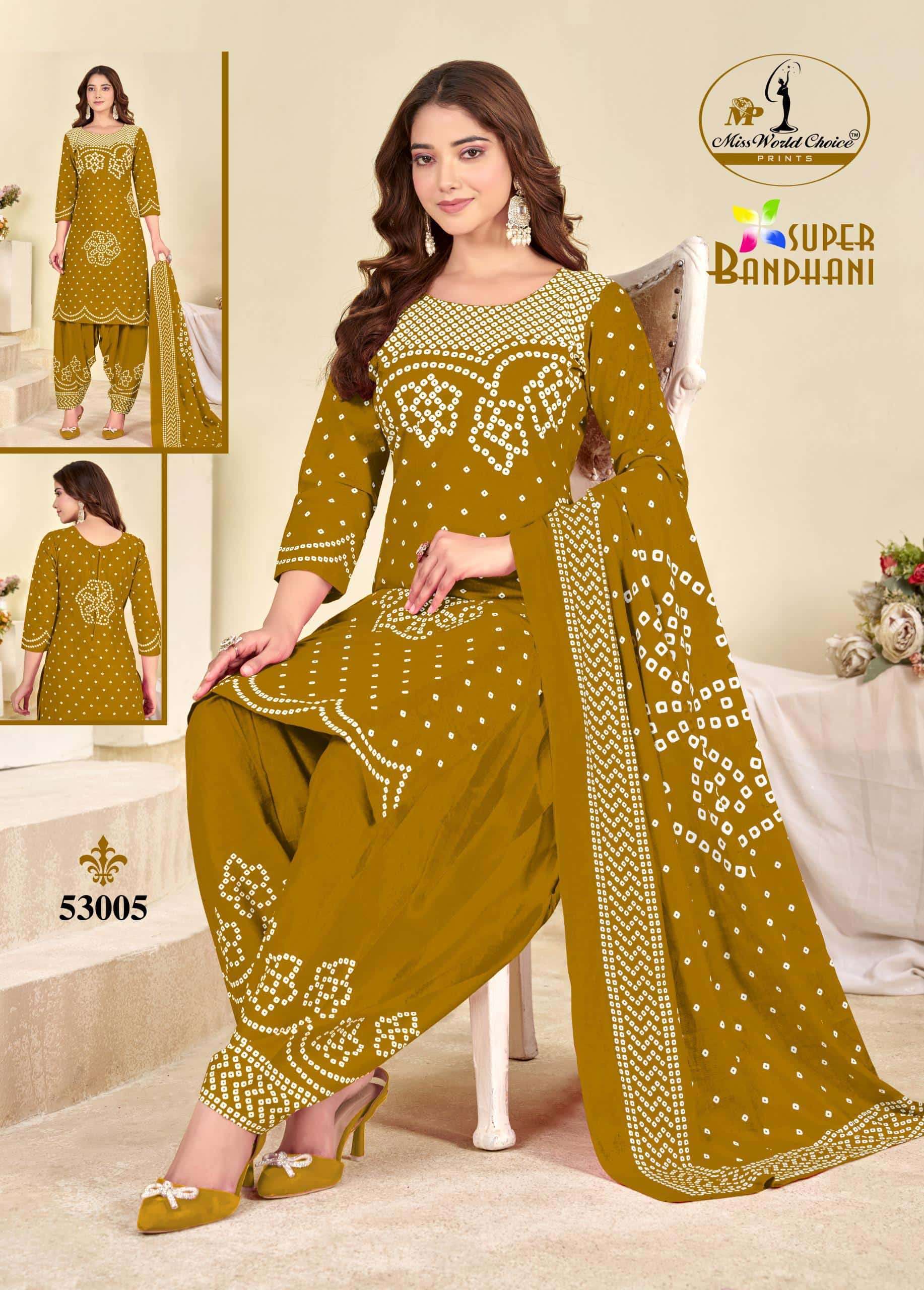 Miss World Choice Super Bandhani Vol 53 Unstitch Cotton Suit Catalog view 4