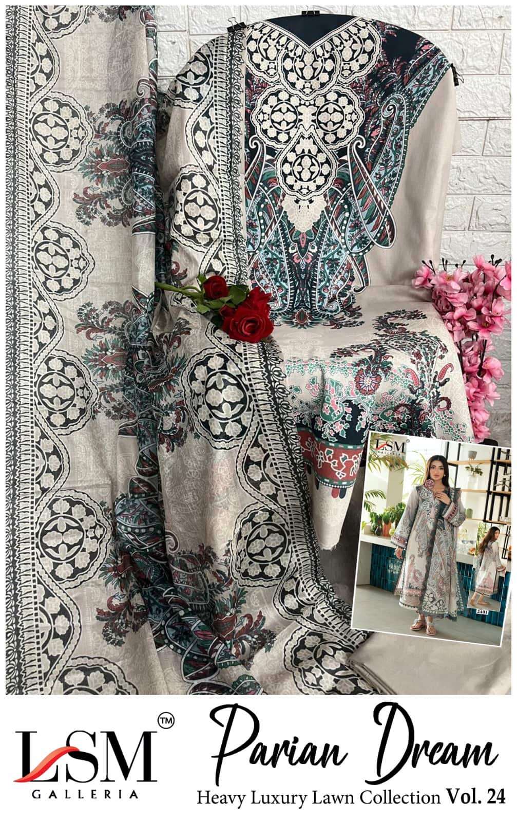 Lsm Parian Dream Vol 24 Printed Pure Lawn Dress Material view 2