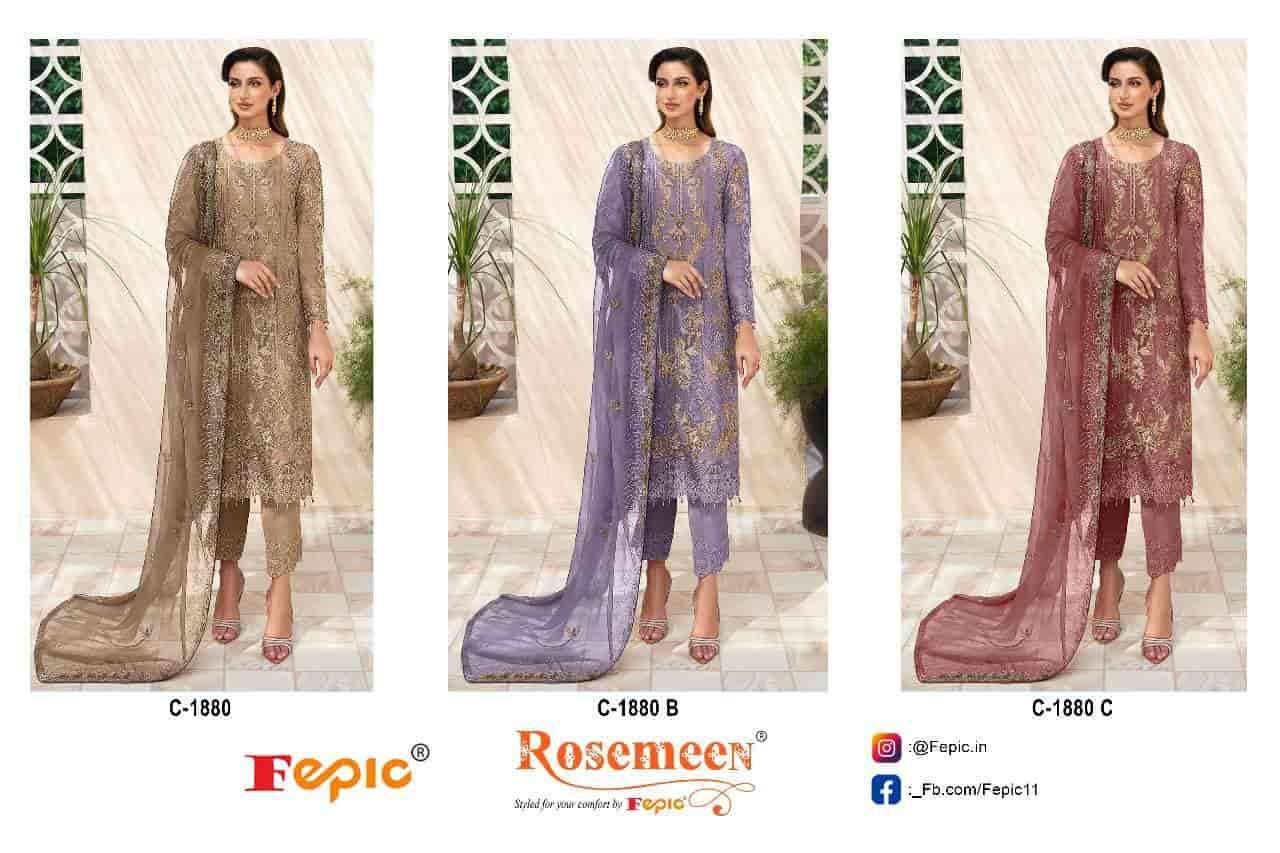 Fepic C 1880 Colors Pakistani Designer Organza Embroidered Suit Wholesalers view 4