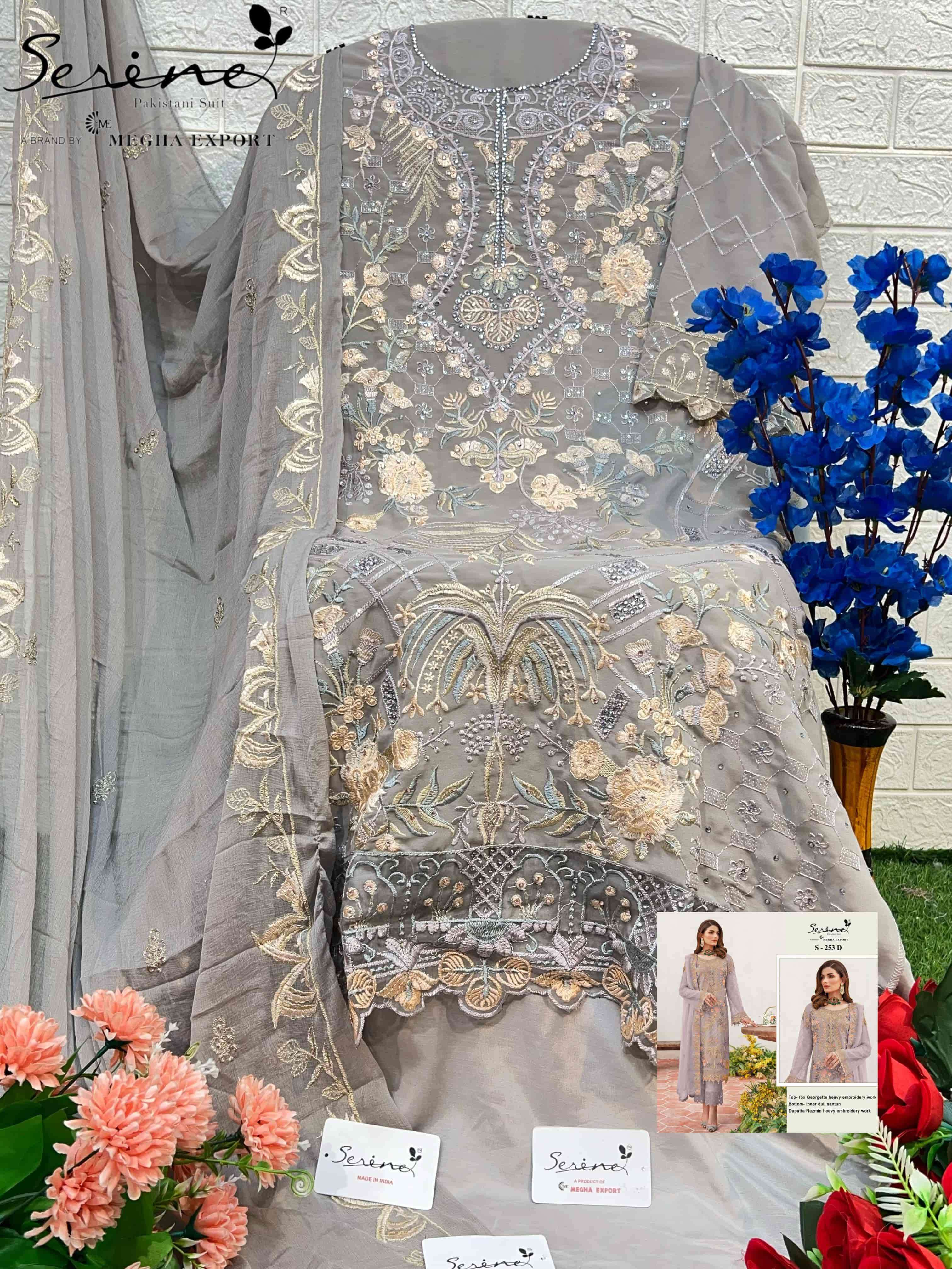 Serine S 253 D Pakistani Designer Georgette Embroidered Salwar Kameez Exporter view 2