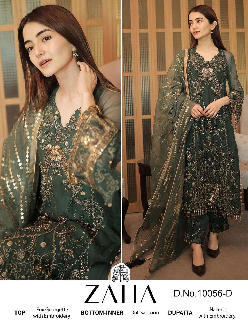 Zaha 10056 C Festive Wear Style Designer Pakistani Salwar Kameez Collection