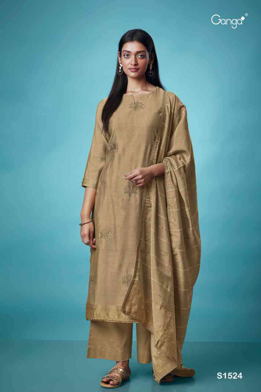 Ganga Zinnia 1524 Traditional Weaving Silk Partywear Dress view 2