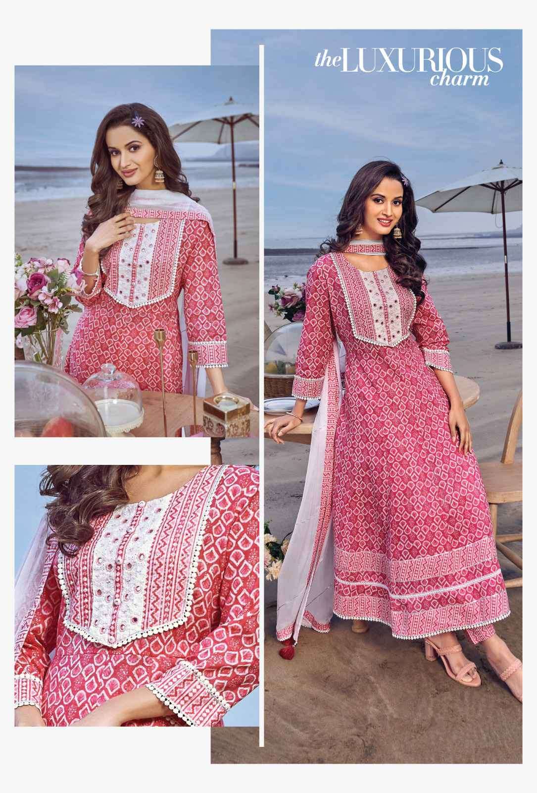 Hiva Mahek Pure Cotton Exclusive Anarkali Style Dress Combo Designs view 8