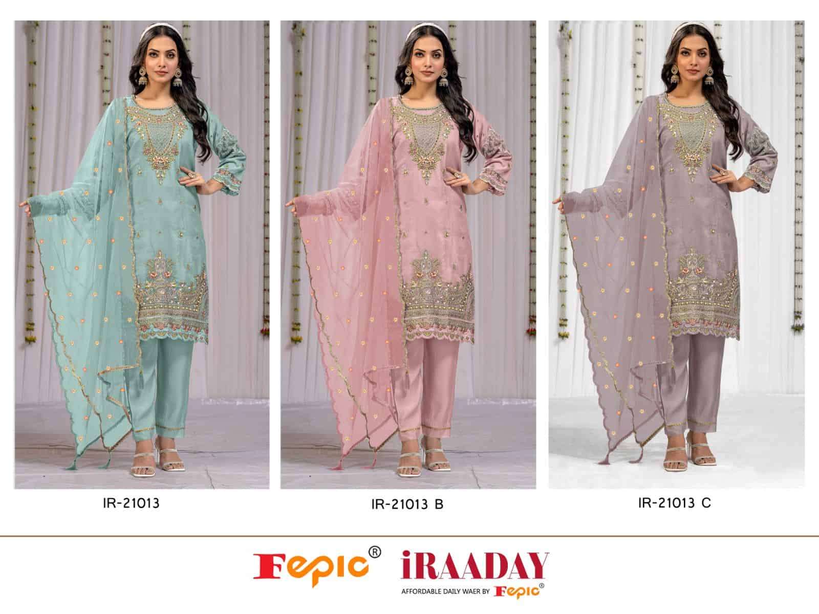 Fepic Iraaday IR 21013 Colors Pakistani Style Latest Organza Salwar Suit Wholesalers view 4