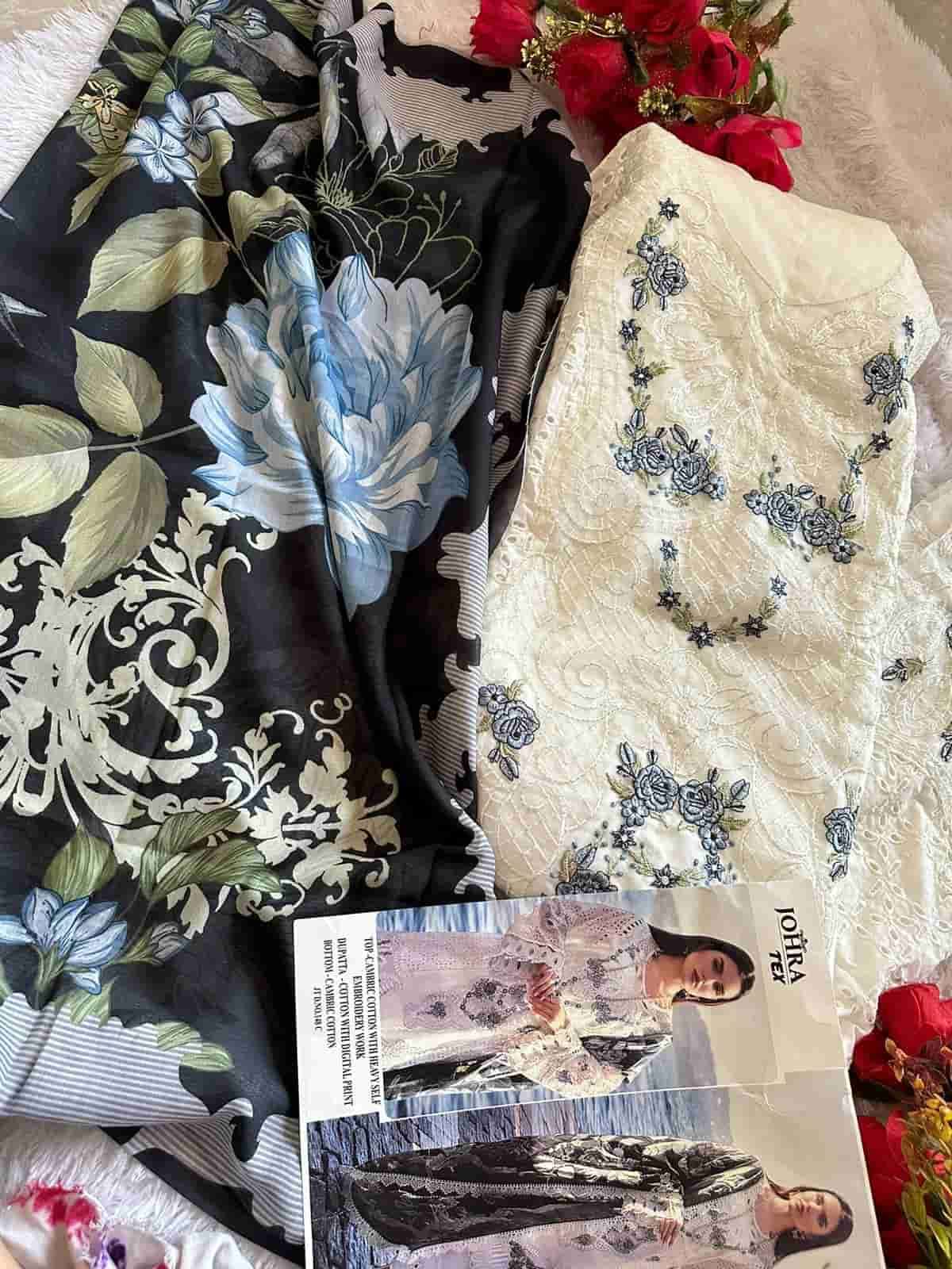 Johra Tex 148 Colors Pakistani Designer Embroidered Cotton Salwar Kameez Collection view 6