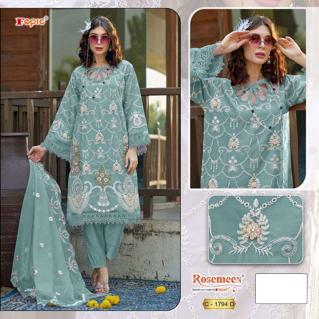 Fepic Rosemeen Organza Pakistani Salwar Suit view 3