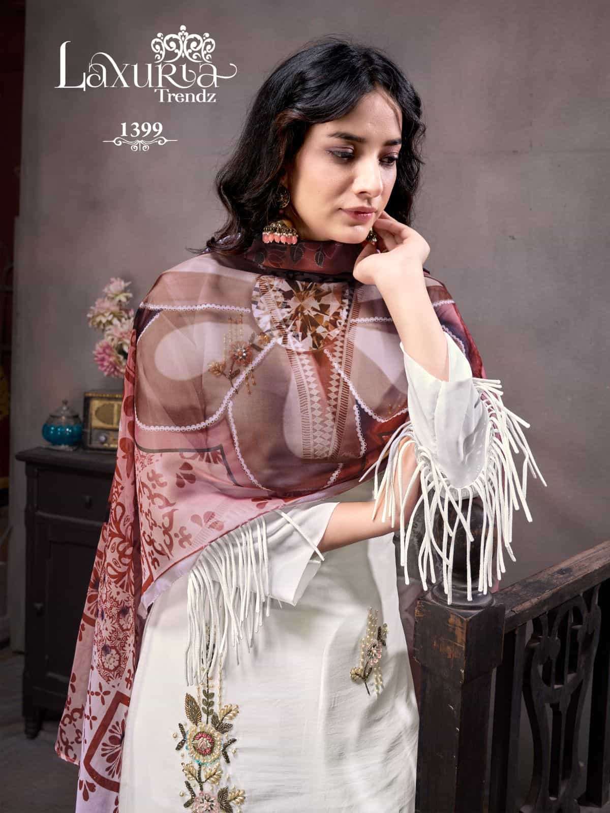 Laxuria Trends 1399 Fancy Designer Style Georgette Salwar Suit Readymade Collection view 3