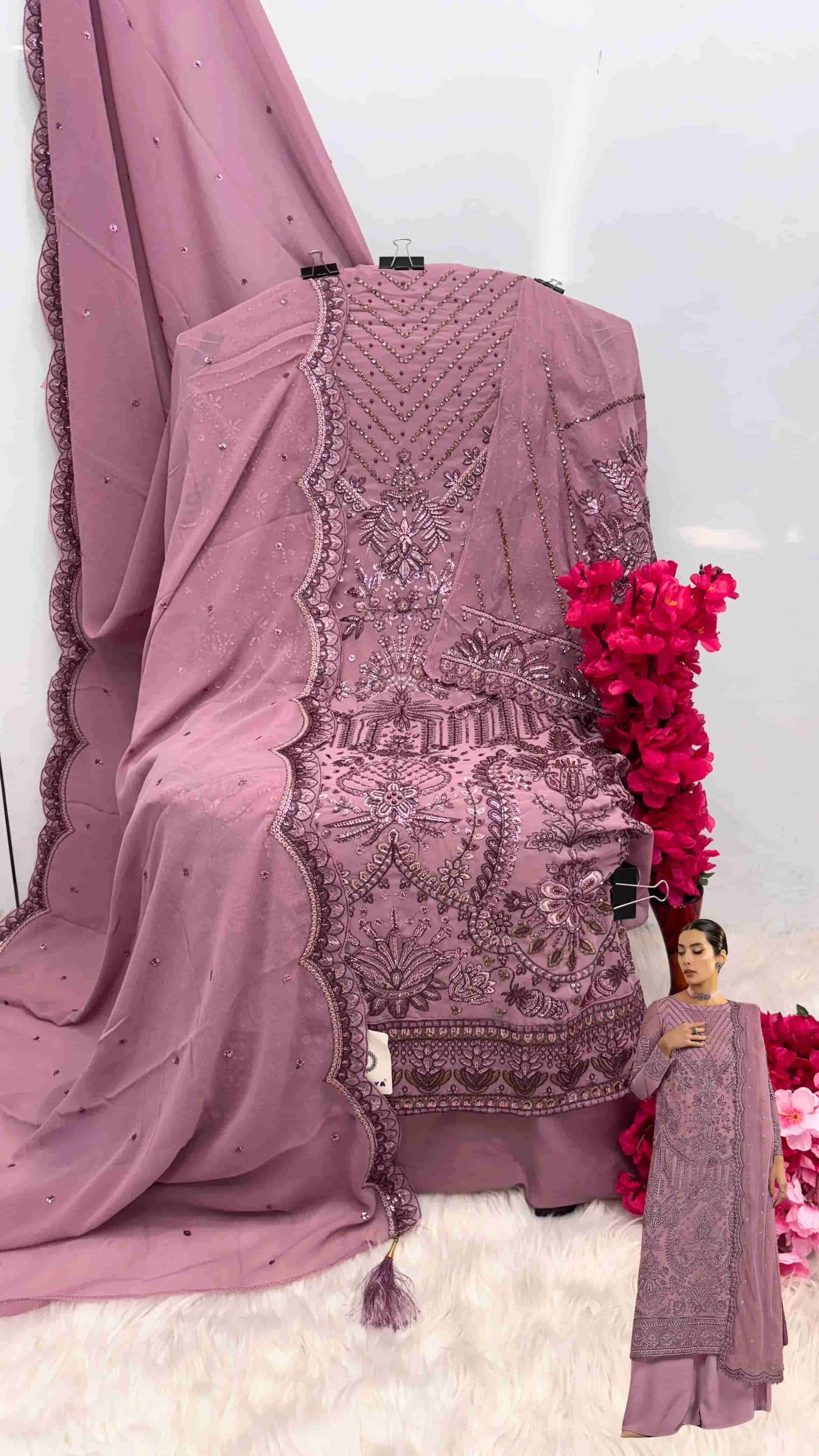 Shanya S 190 Pakistani Style Designer Georgette Embroidered Suit Exporter view 3