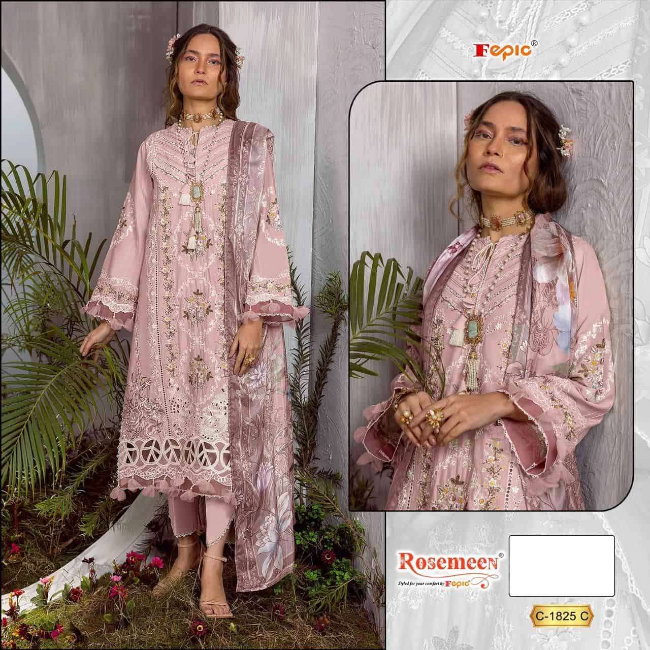 Fepic C 1825 Colors Pakistani Designer Cotton Embroidered Salwar Suit Wholesalers view 3