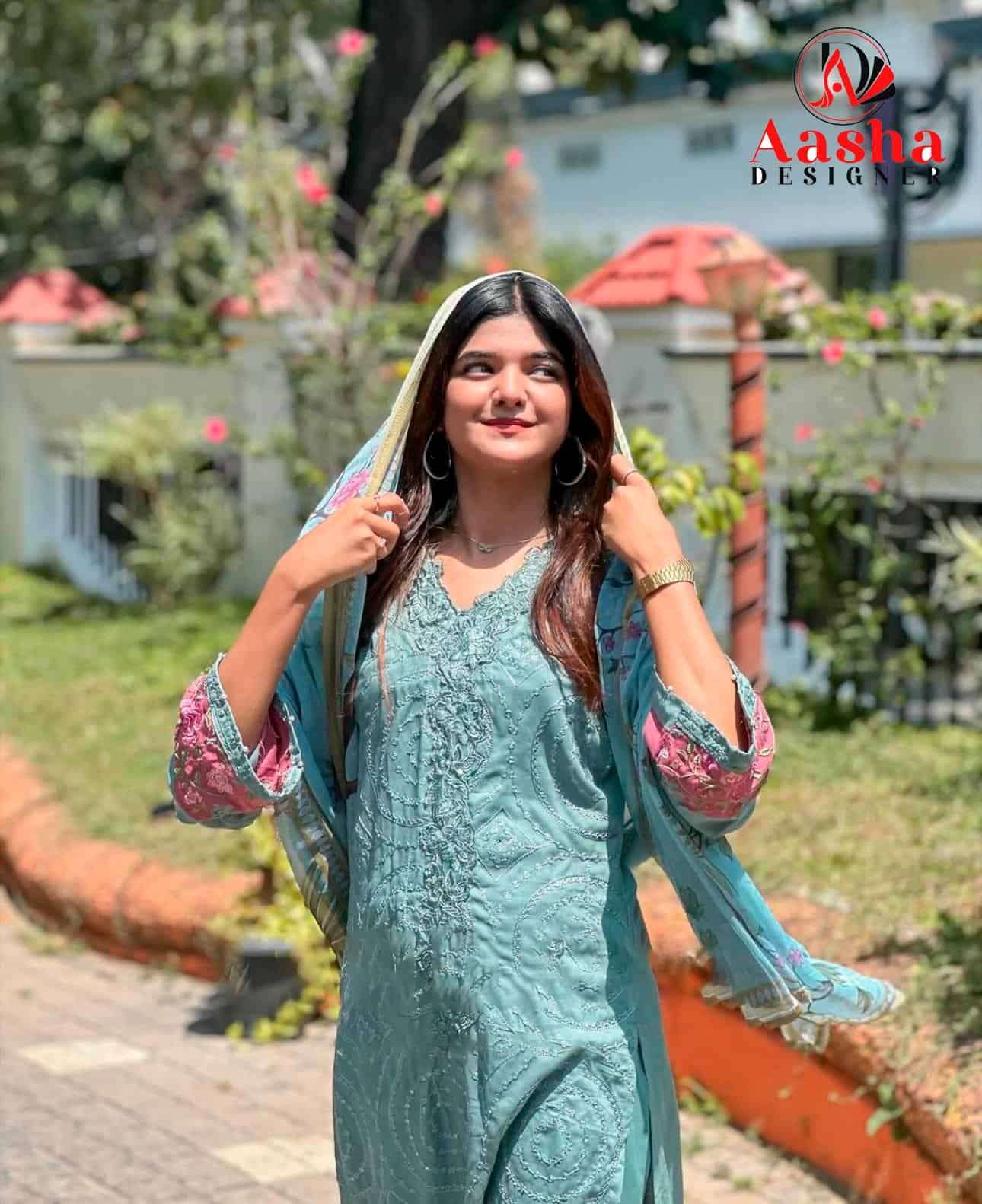 Aasha Designer 1079 Pakistani Designer Fancy Embroidered Dress Ensemble view 4