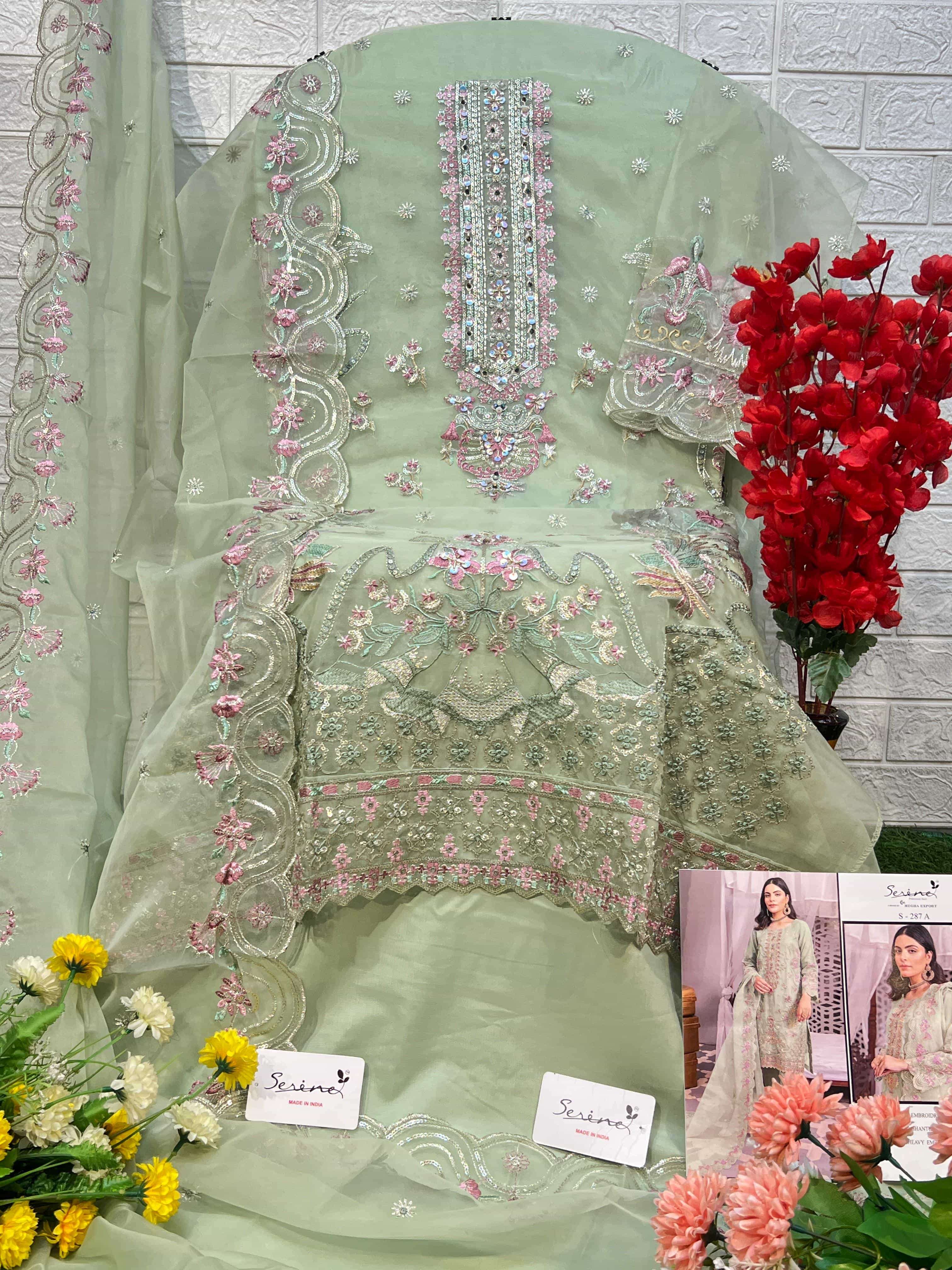 Megha Export S 287 Colors Organza Unstitched Pakistani Dress Glamour view 6