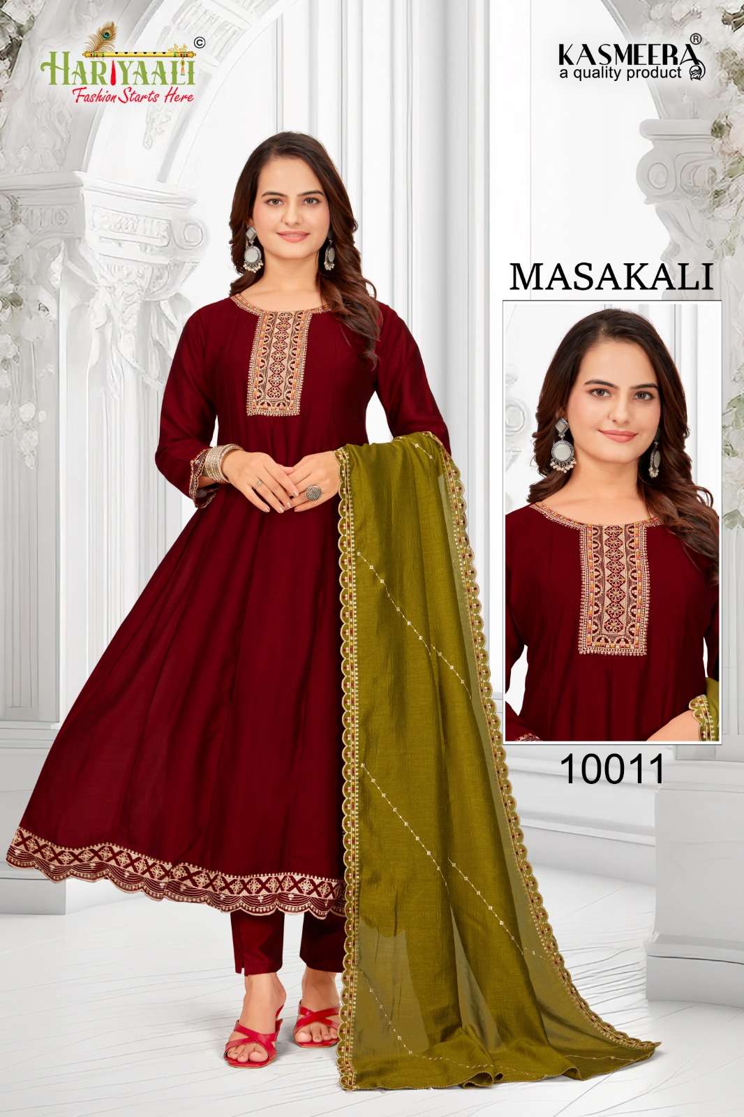 Hariyaali Masakali Kali Pattern Readymade Suits Designs view 3
