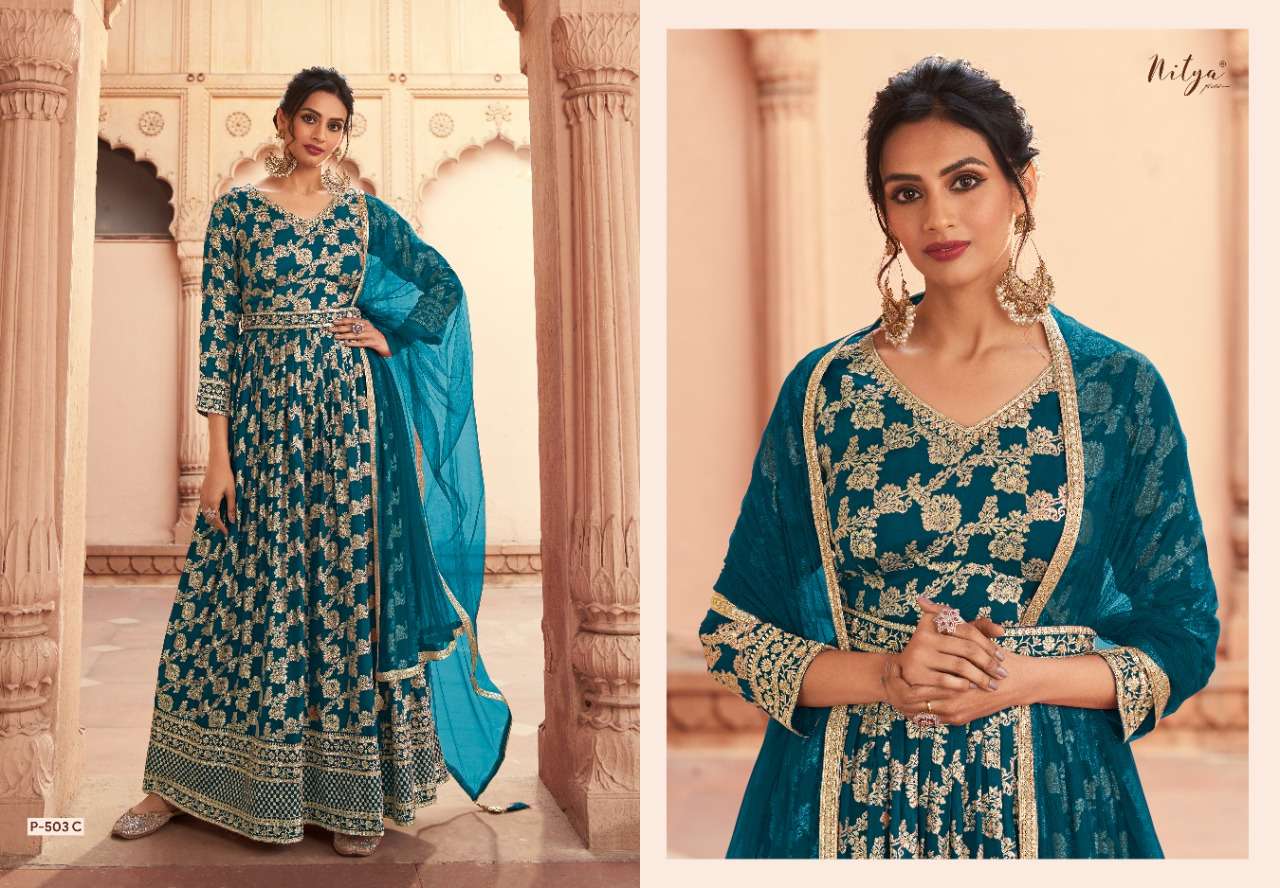 LT Fabrics Nitya 503 Colors Exclusive party Long Dress New Designs view 3