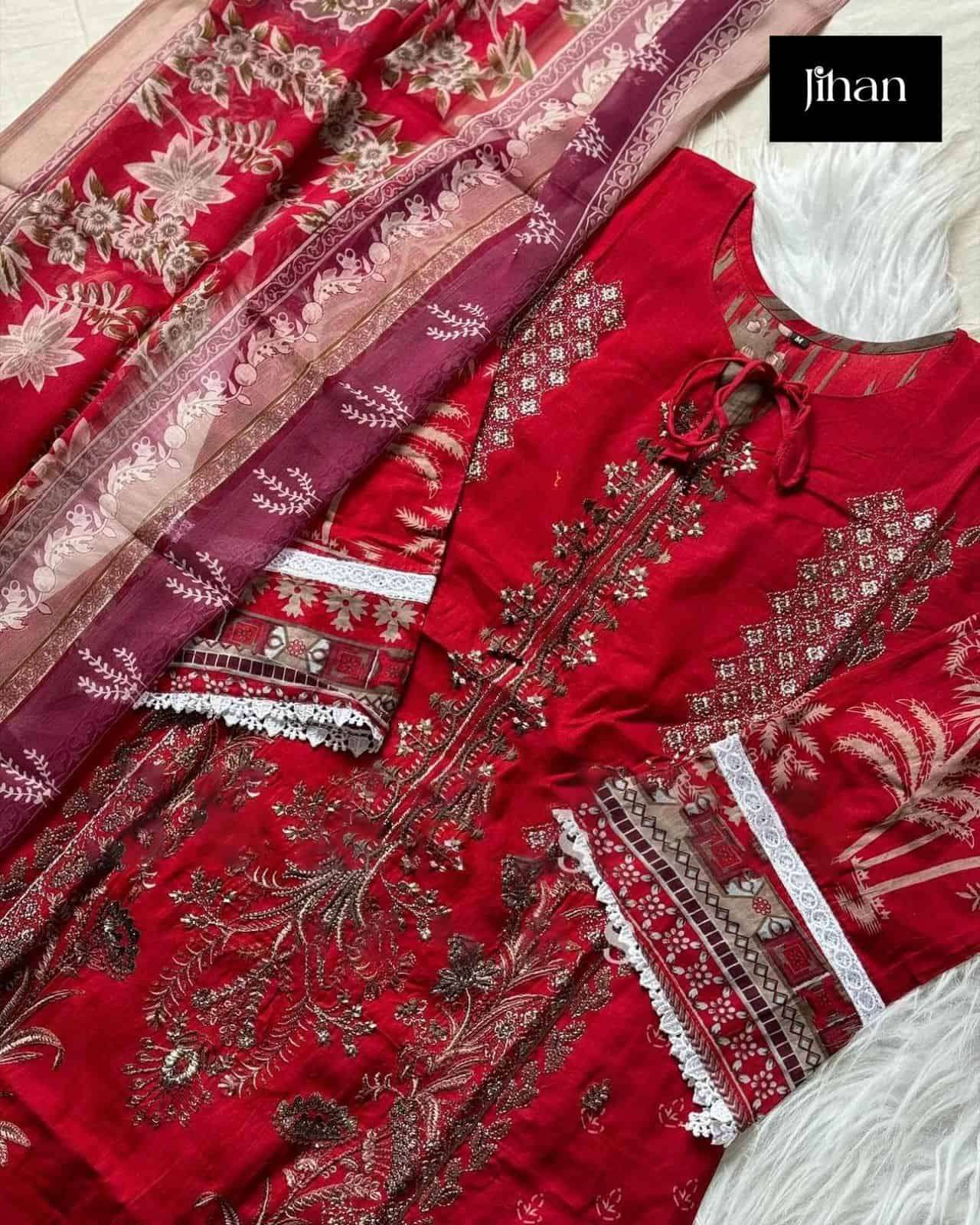 Jihan Chevron Luxury Lawn Cotton Suit 3374 view 5