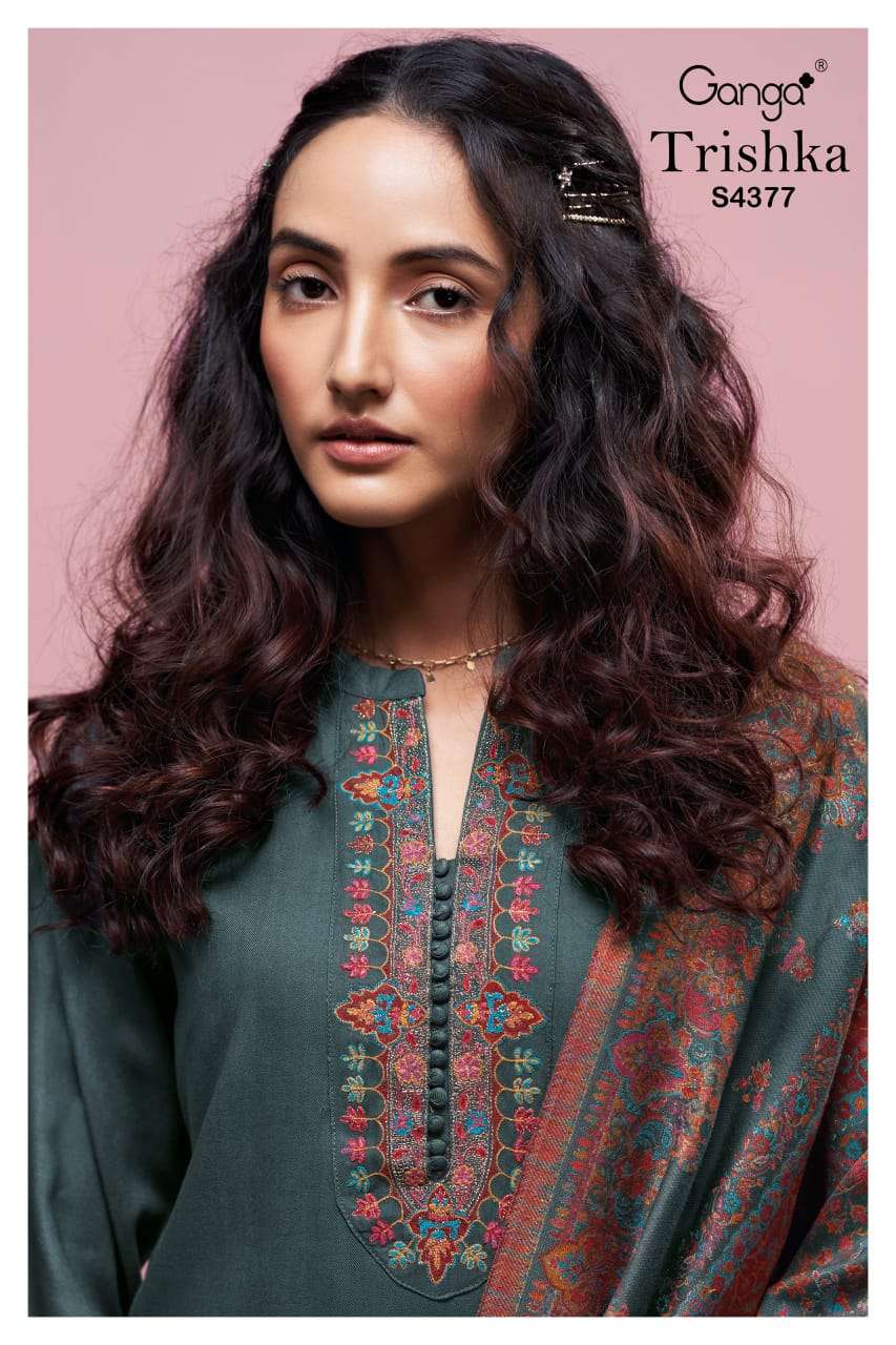 Ganga Fashion Trishka 4377 Pure Pashmina Fancy Winter Collection Suits