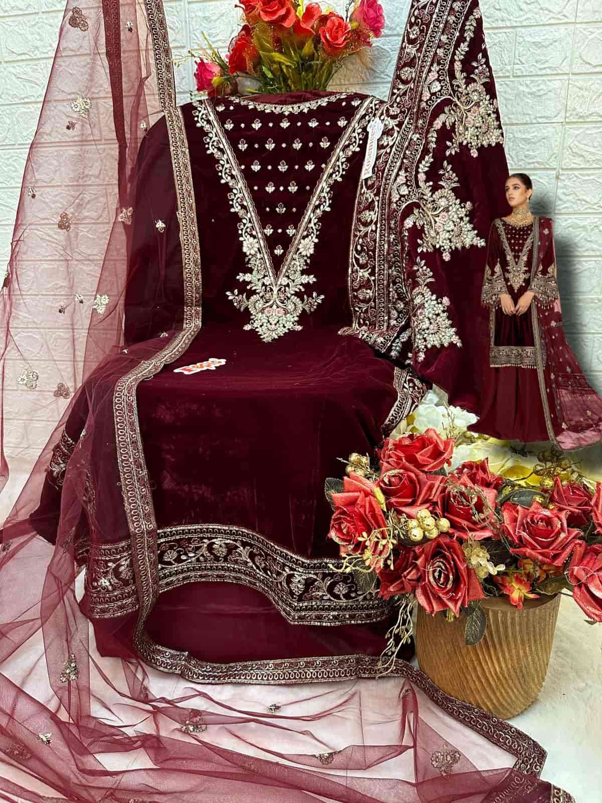 Fepic V 17014 B Exclusive Heavy Designer Style Pakistani Velvet Suit Collection view 2