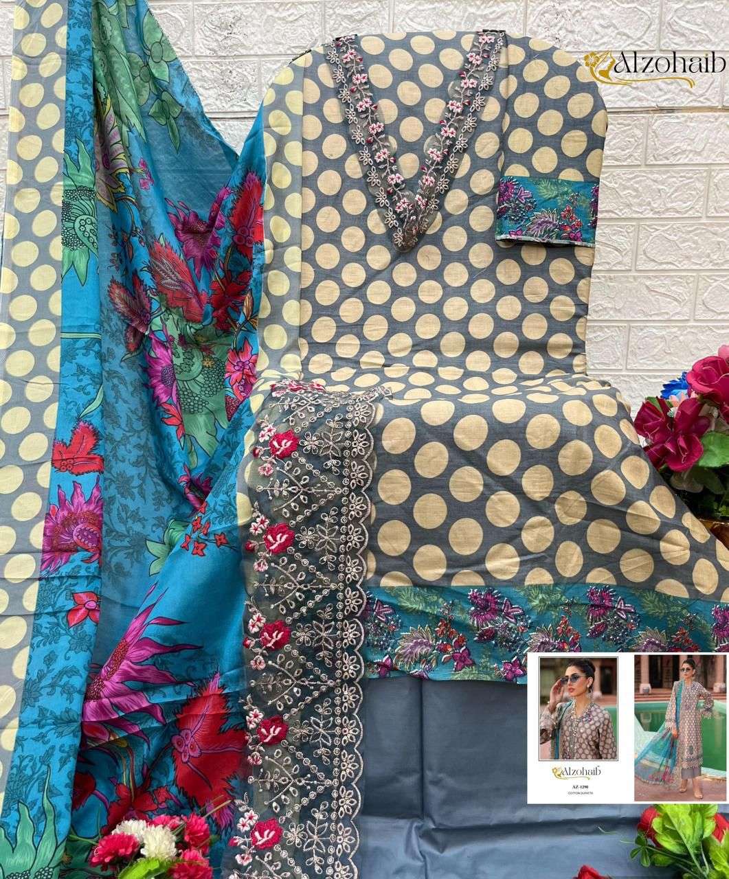 Alzohaib Parisa Cotton Digital Printed Pakistani Suit view 8
