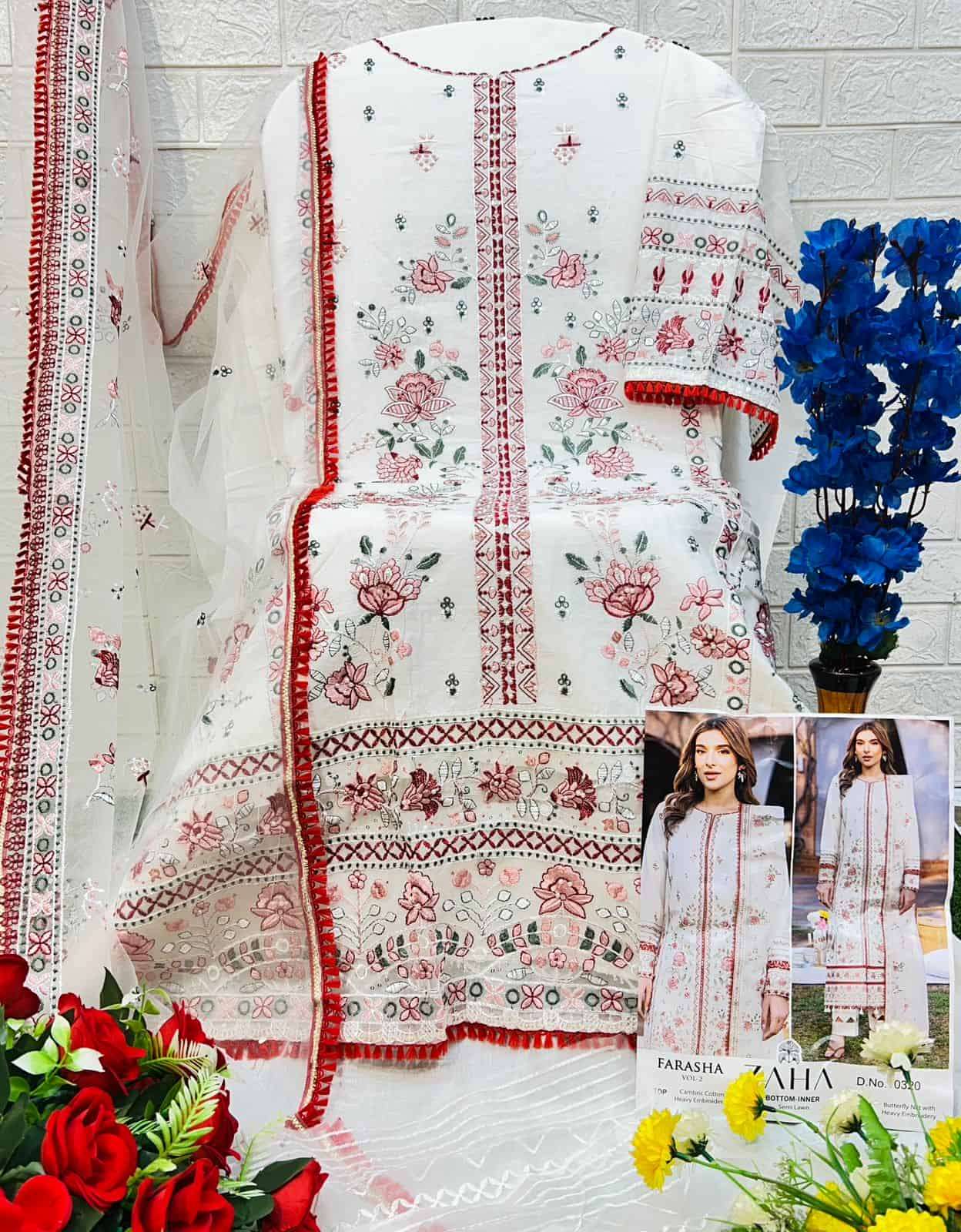 Zaha Farasha Vol 2 Pakistani Designer Embroidered Cotton Suit Wholesalers view 4