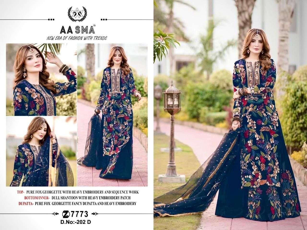 Aasma 202 D Pakistani Festive Wear Style Designer Georgette Suit Exporter