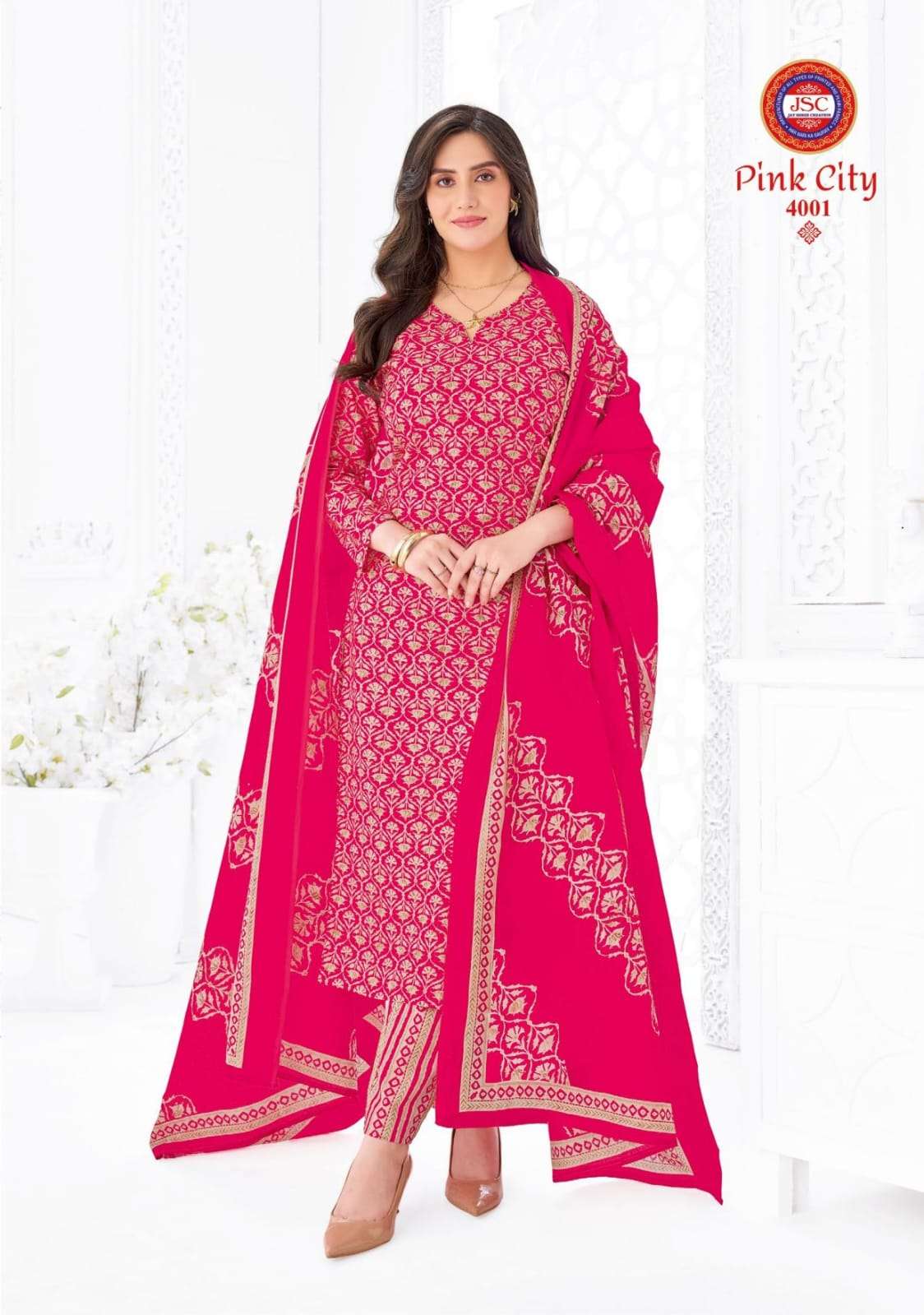 Jsc Pink City Vol 1 Unstitch Cotton Salwar Suit view 3