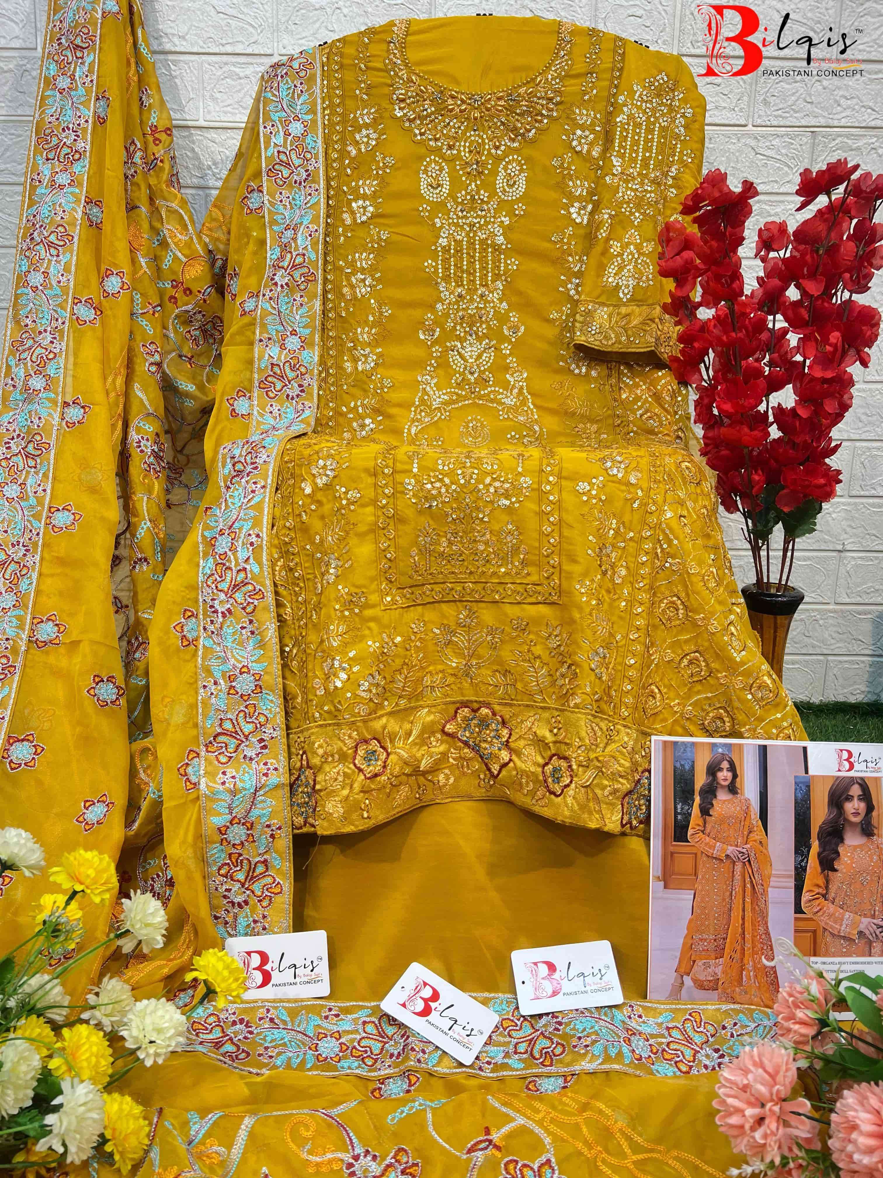 Bilqis B 27 Colors Pakistani Style Organza Embroidered Dress Wholesalers view 3
