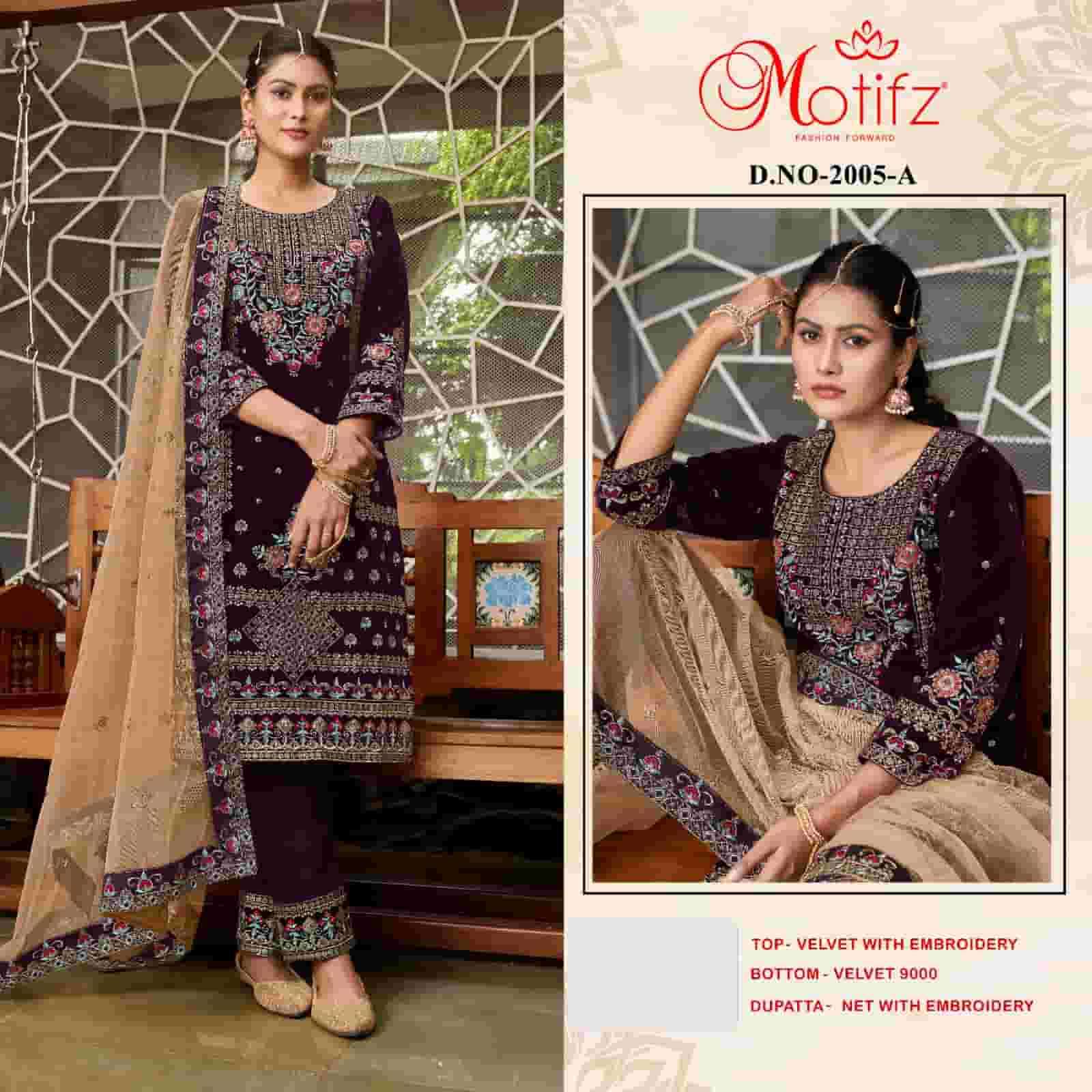 Motifz 2005 Colors Pakistani Latest Designer Festive Collection Velvet Dress Exporters view 4