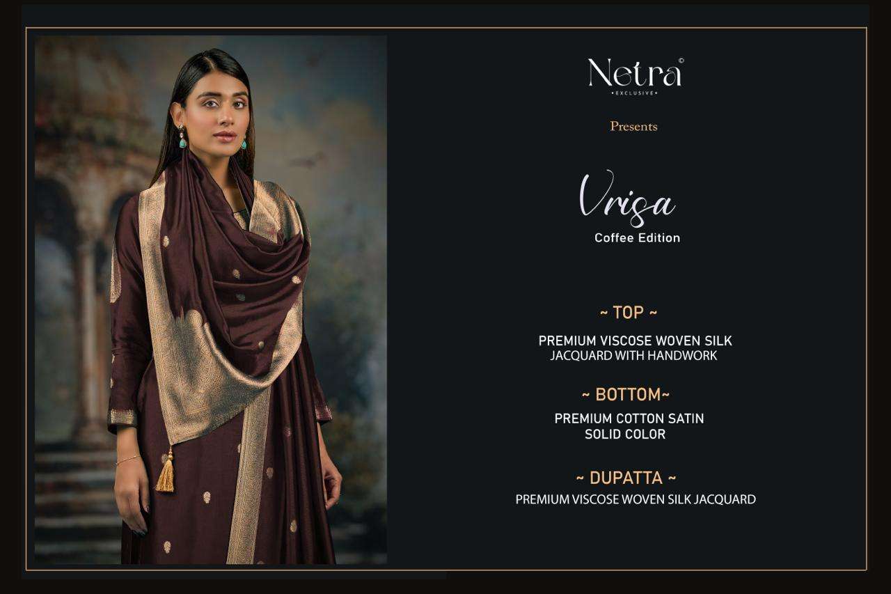 Netra Vrisa Coffee Edition Designer Silk Jacquard Style Suit Collection view 3