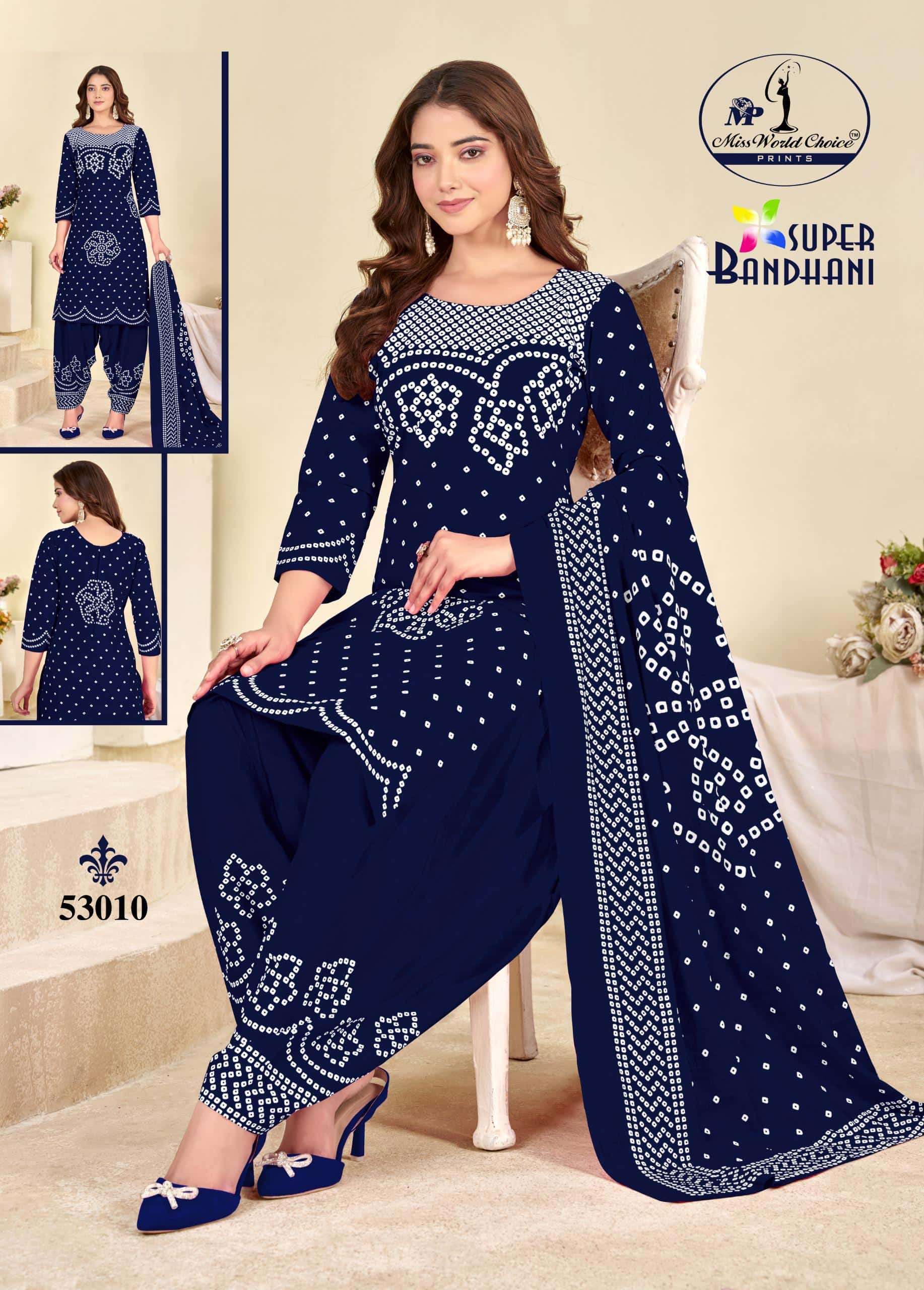 Miss World Choice Super Bandhani Vol 53 Unstitch Cotton Suit Catalog view 11
