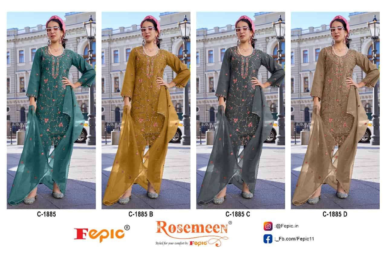 Fepic C 1885 Colors Pakistani Organza Embroidered Salwar Kameez Wholesalers view 5