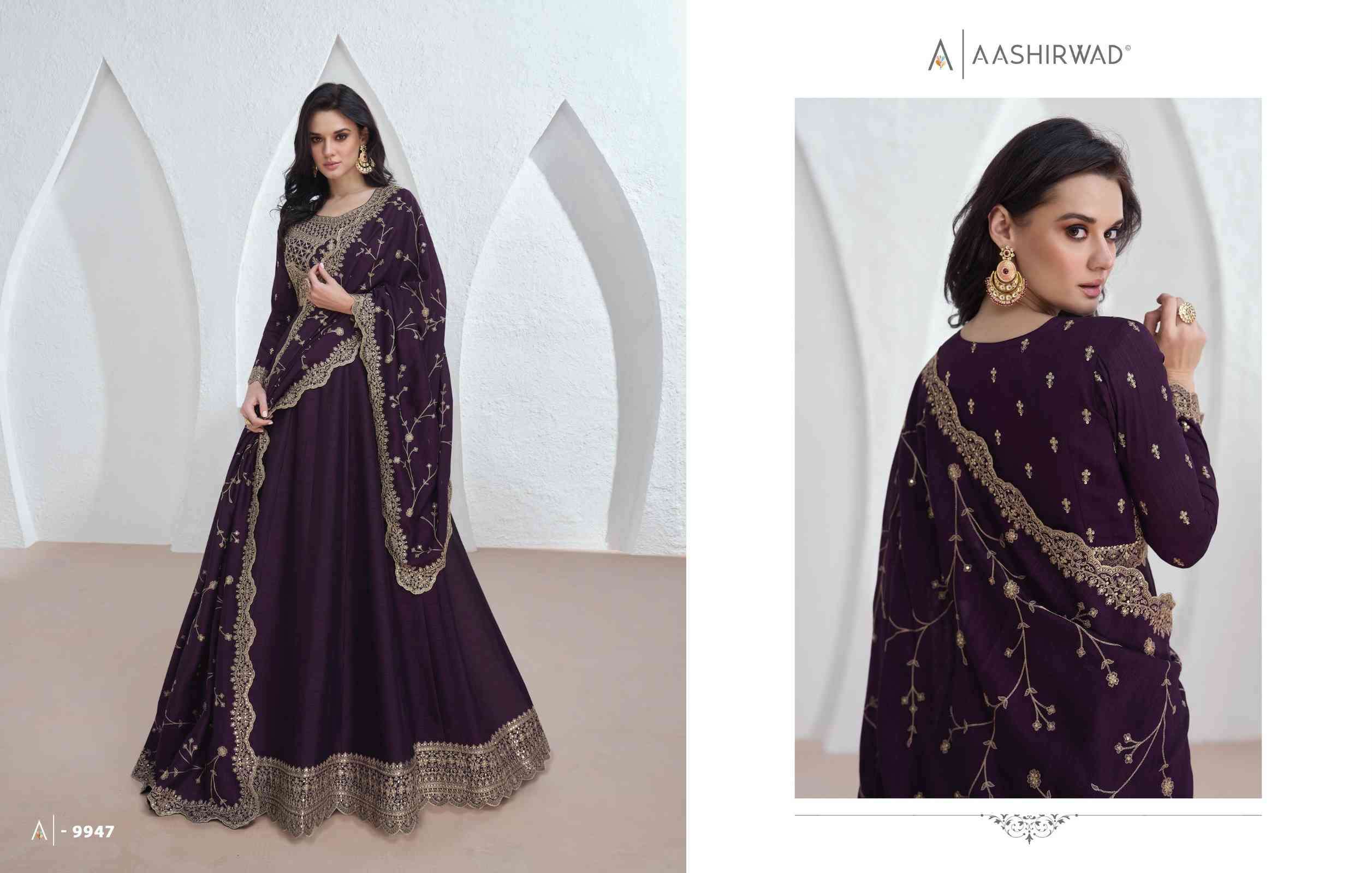 Aashirwad Saroj 9943 To 9947 Partywear Designer Gown view 8