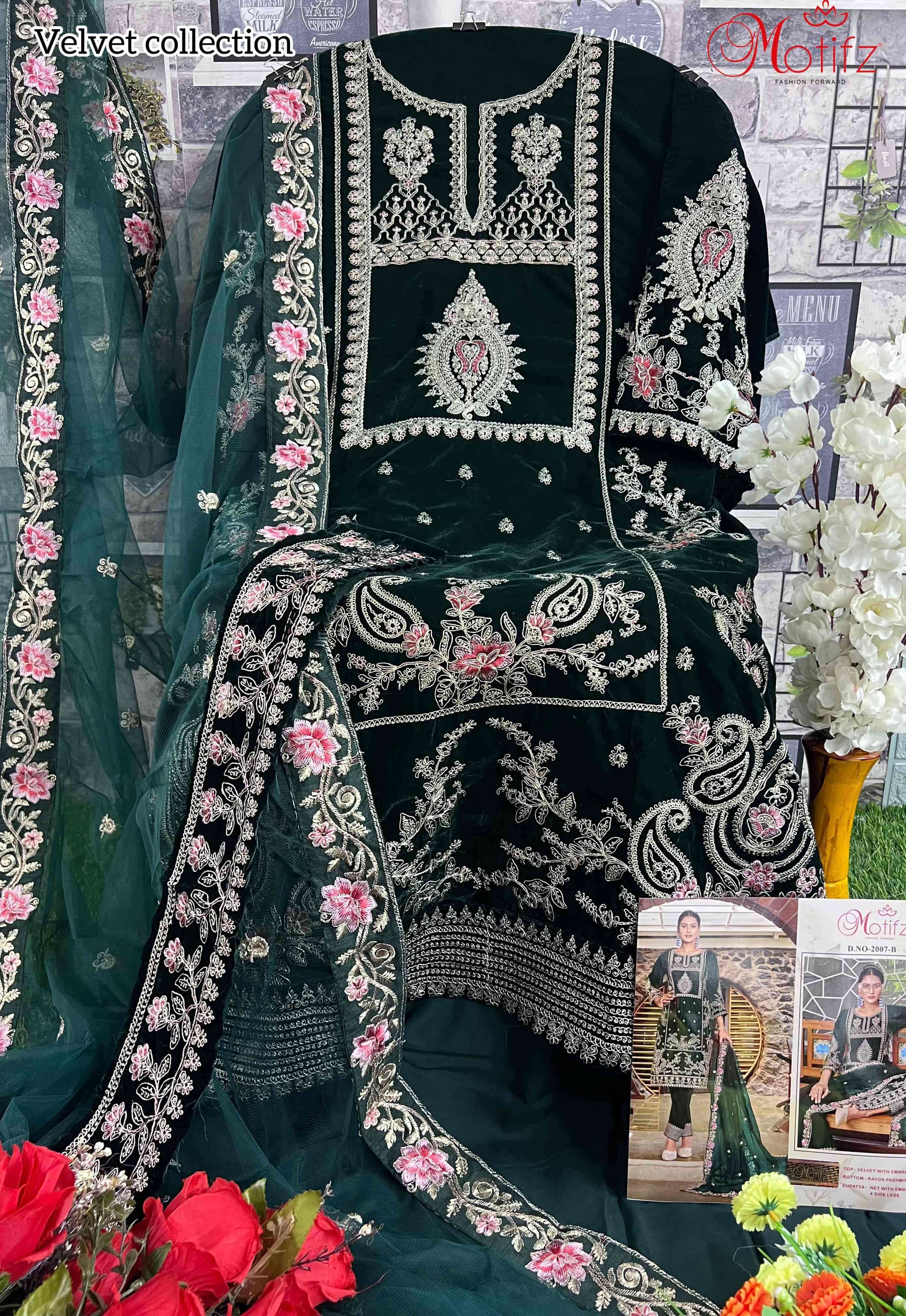 Motifz 2007 B Heavy Designer Style Pakistani Winter Wear Suit view 2