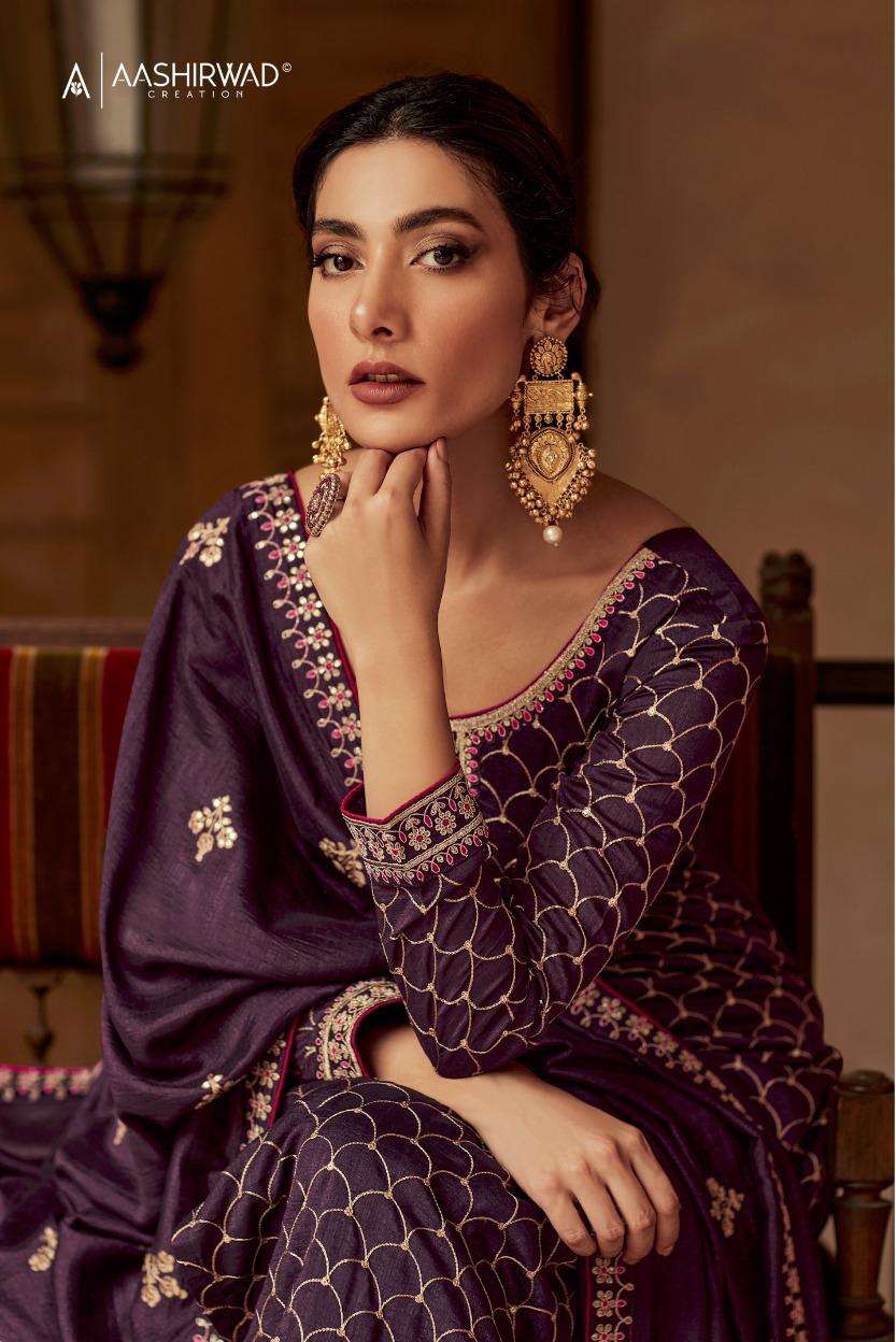 Aashirwad Nargis 9442 To 9446 New Designer Silk Suit Collection view 11
