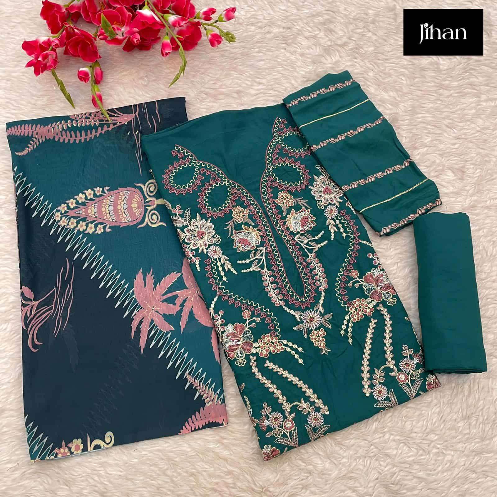 Jihan Riwayat Luxury Lawn Collection Embroidered Designer Dress Ensemble view 7