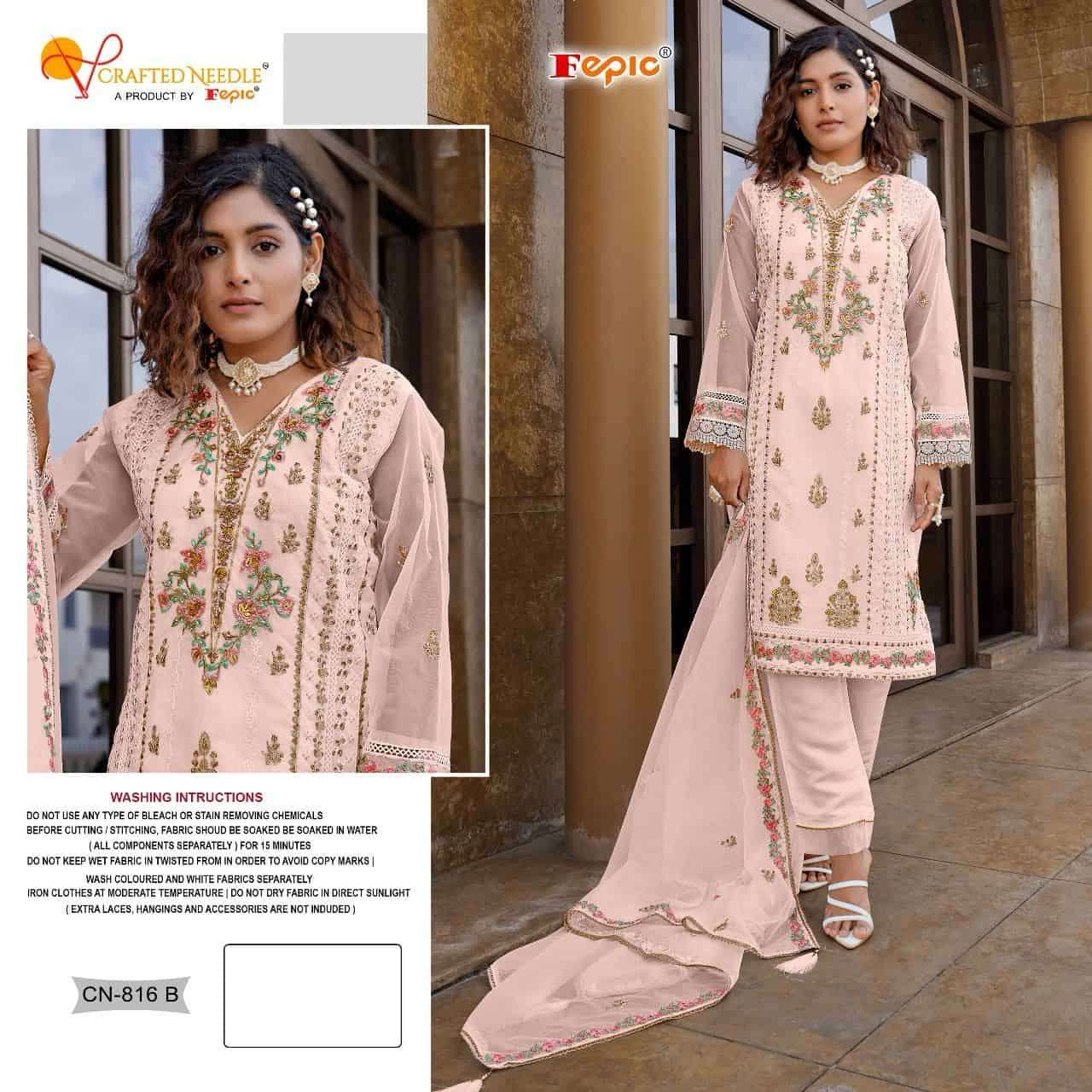 Crafted Needle CN 816 By Fepic Pakistani Designer Style Festive Wear Readymade Wholesalers view 2