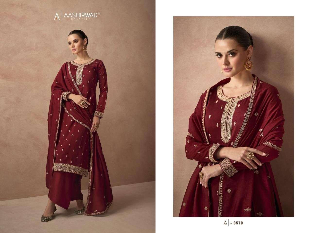 Aashirwad Gulkand Gulmohar Festive Wear Straight Designs Ladies Suit view 12