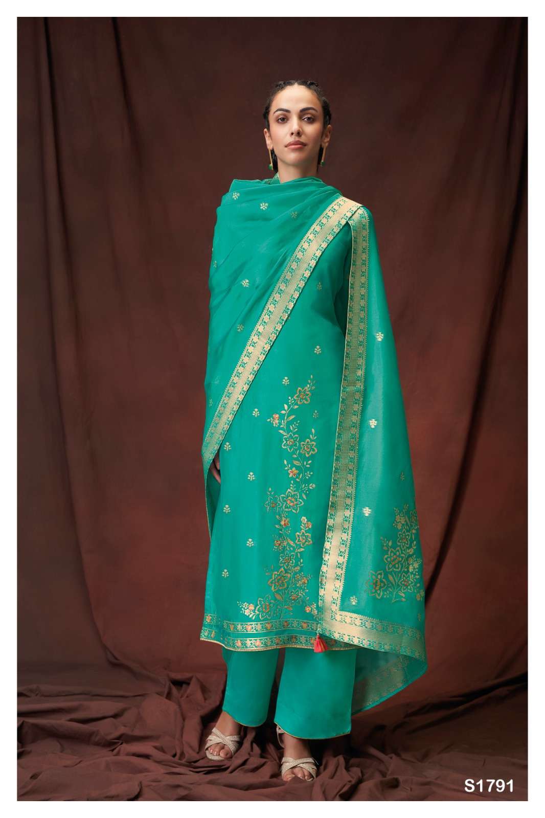 Ganga Bhavika 1791 Fancy Jacquard Tradition Ladies Suit Exporter view 2