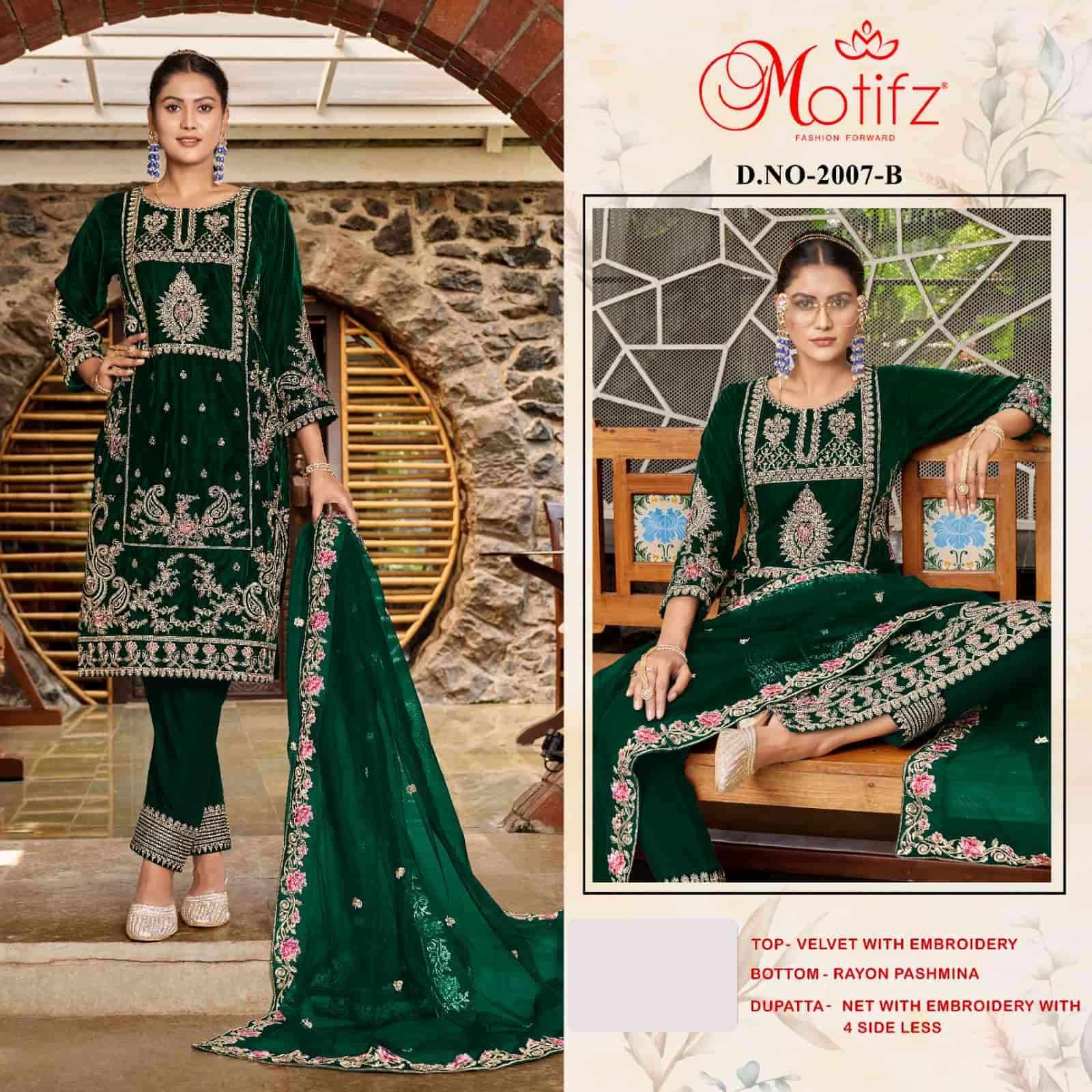 Motifz 2007 Colors Pakistani Heavy Designer Winter Wear Salwar Suit Wholesalers