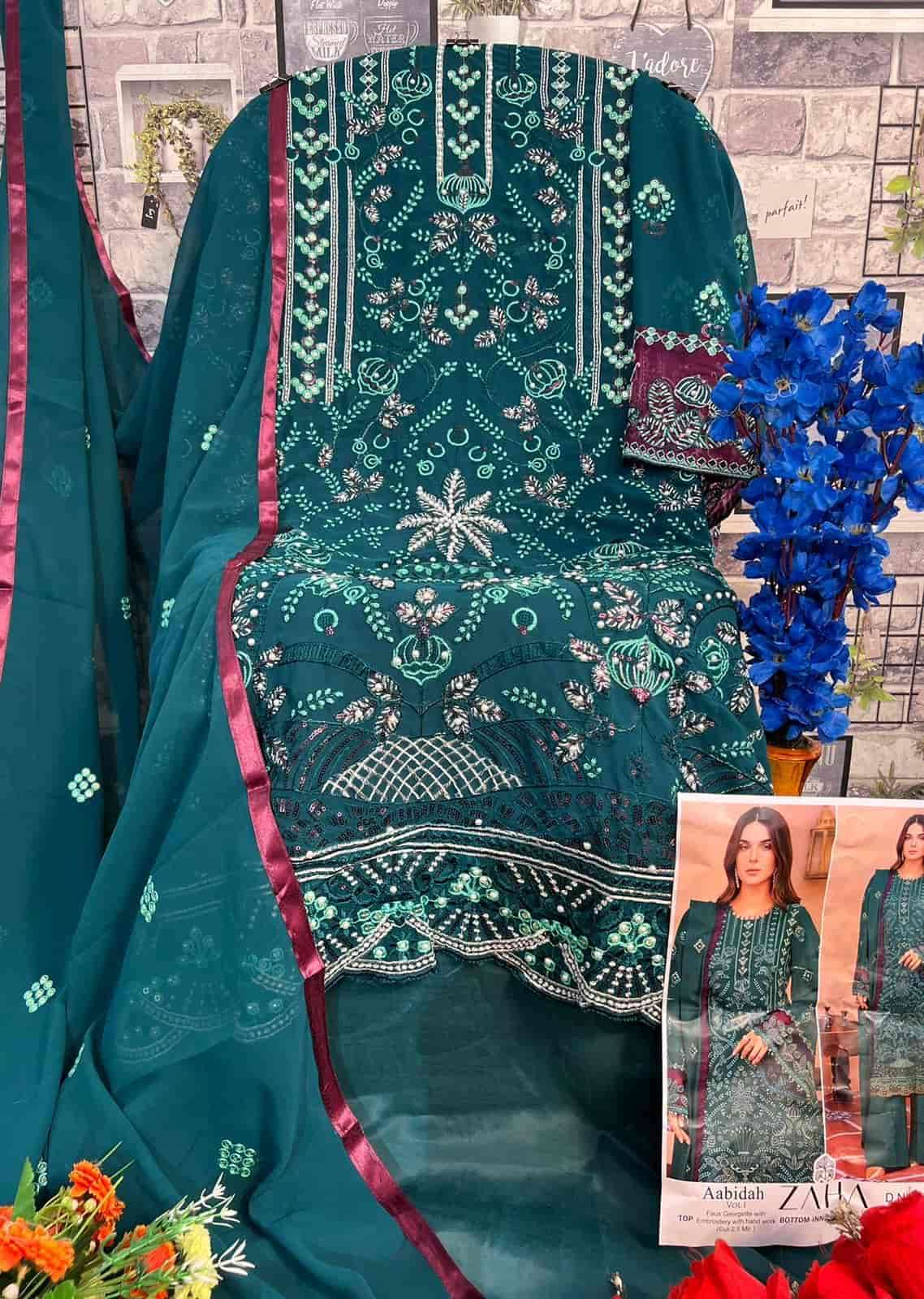 Zaha Aabidah Vol-1 Embroidered Unstitched Dress view 2