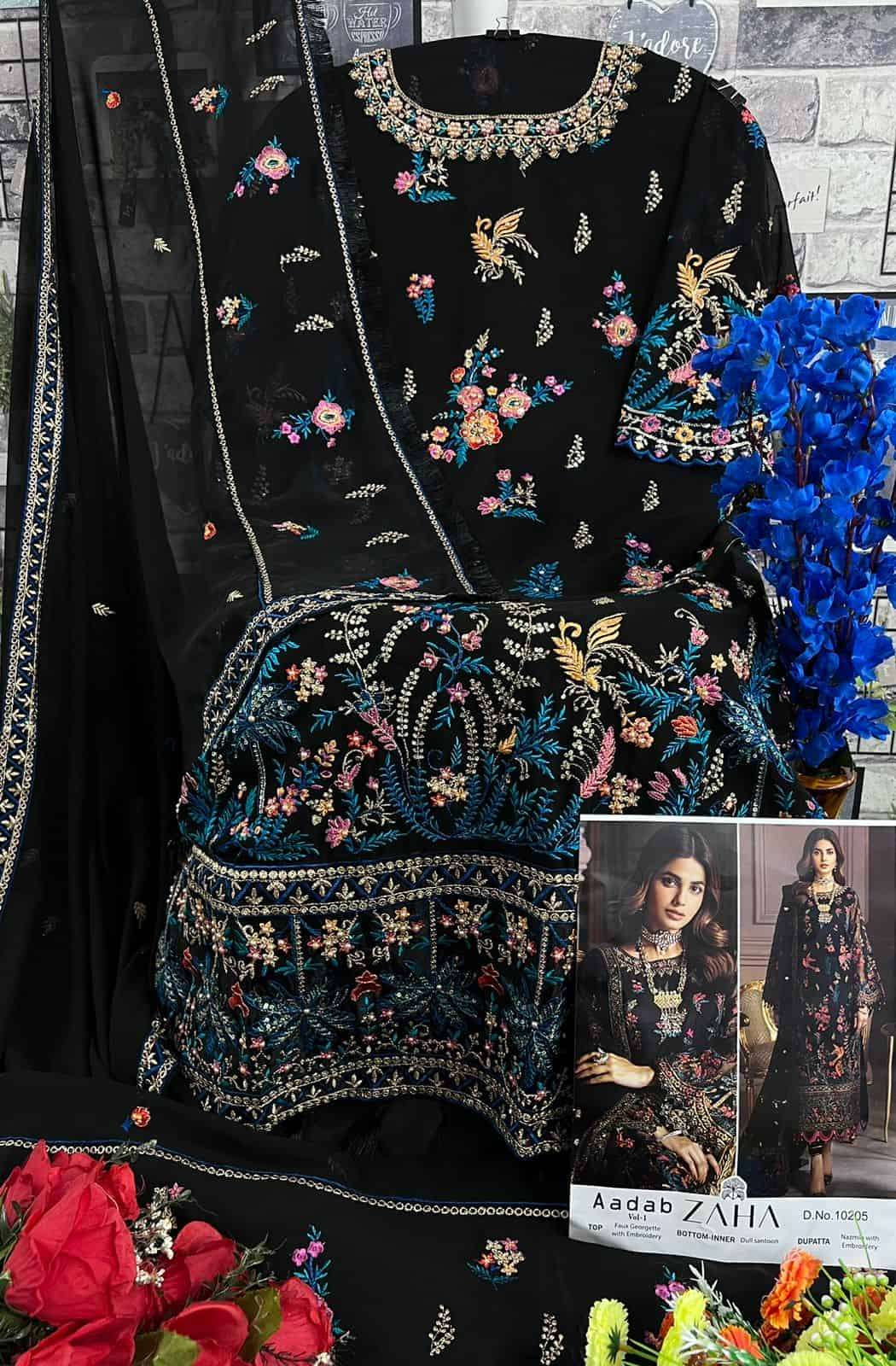 Zaha 10205 Exclusive Designer Party Wear Style Pakistani Suit Collection view 2