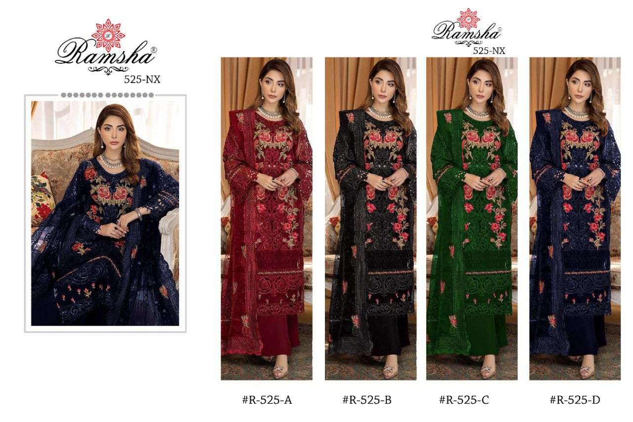 Ramsha R 525 Colors Multi Embroidery Work Georgette Pakistani Suit view 5