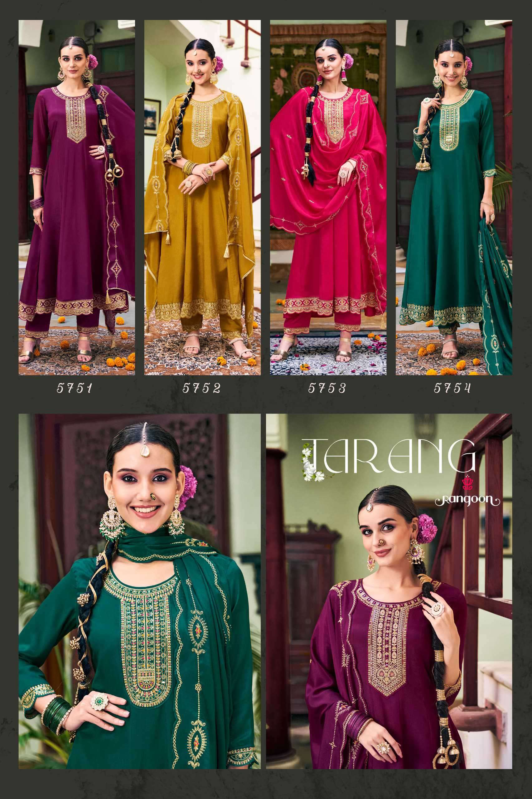 Rangoon Tarang Anarkali Style 3 Piece Suit Catalog Designs view 7