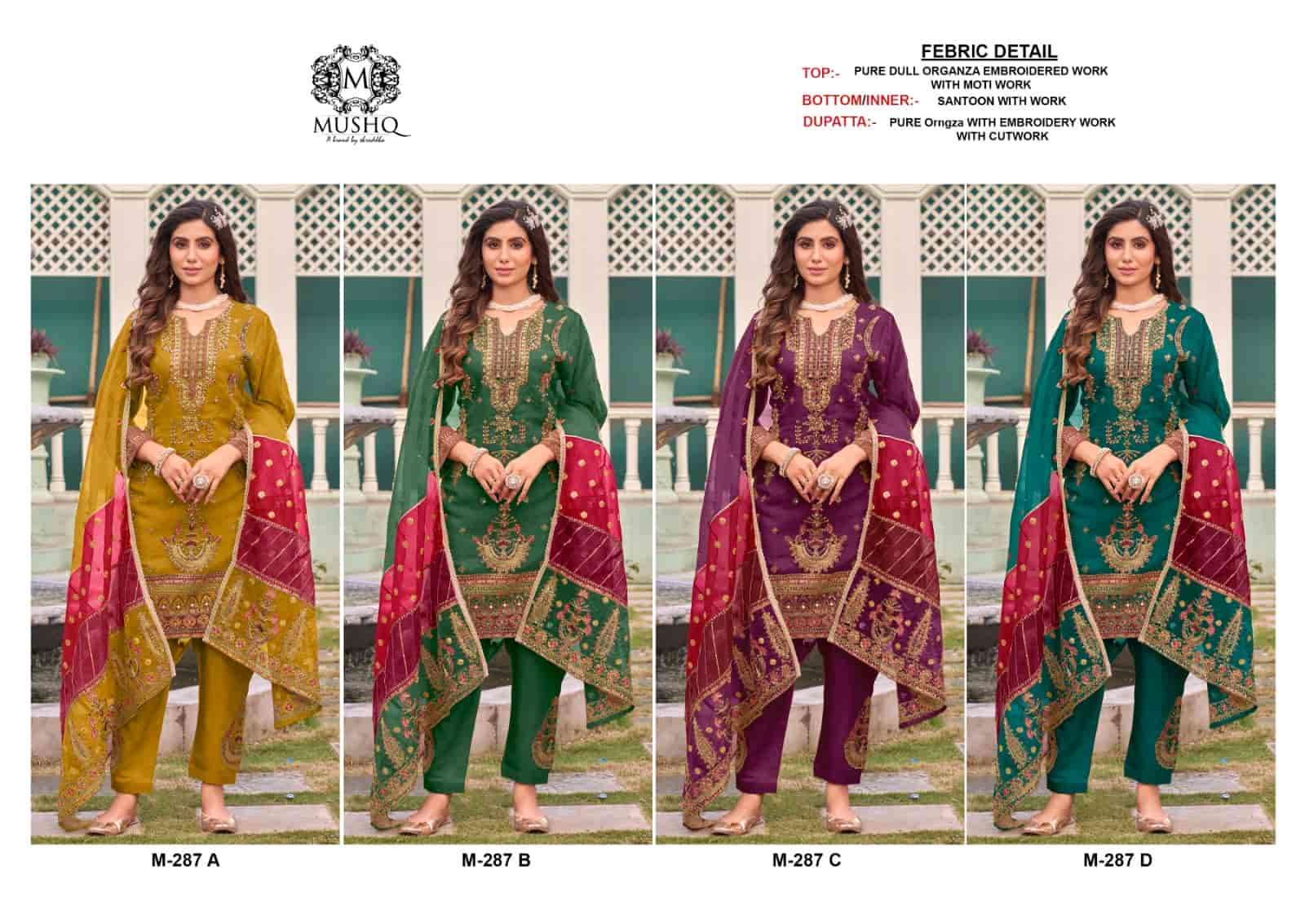 Mushq M 287 Colors Pakistani Festive Wear style Embroidered Designs Suit Exporters view 5