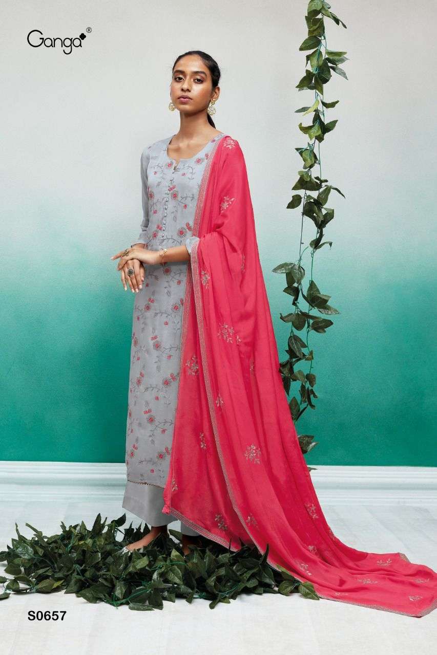 Ganga Sila 657 Bemberg Organza Embroidery Work Salwar Suit view 3