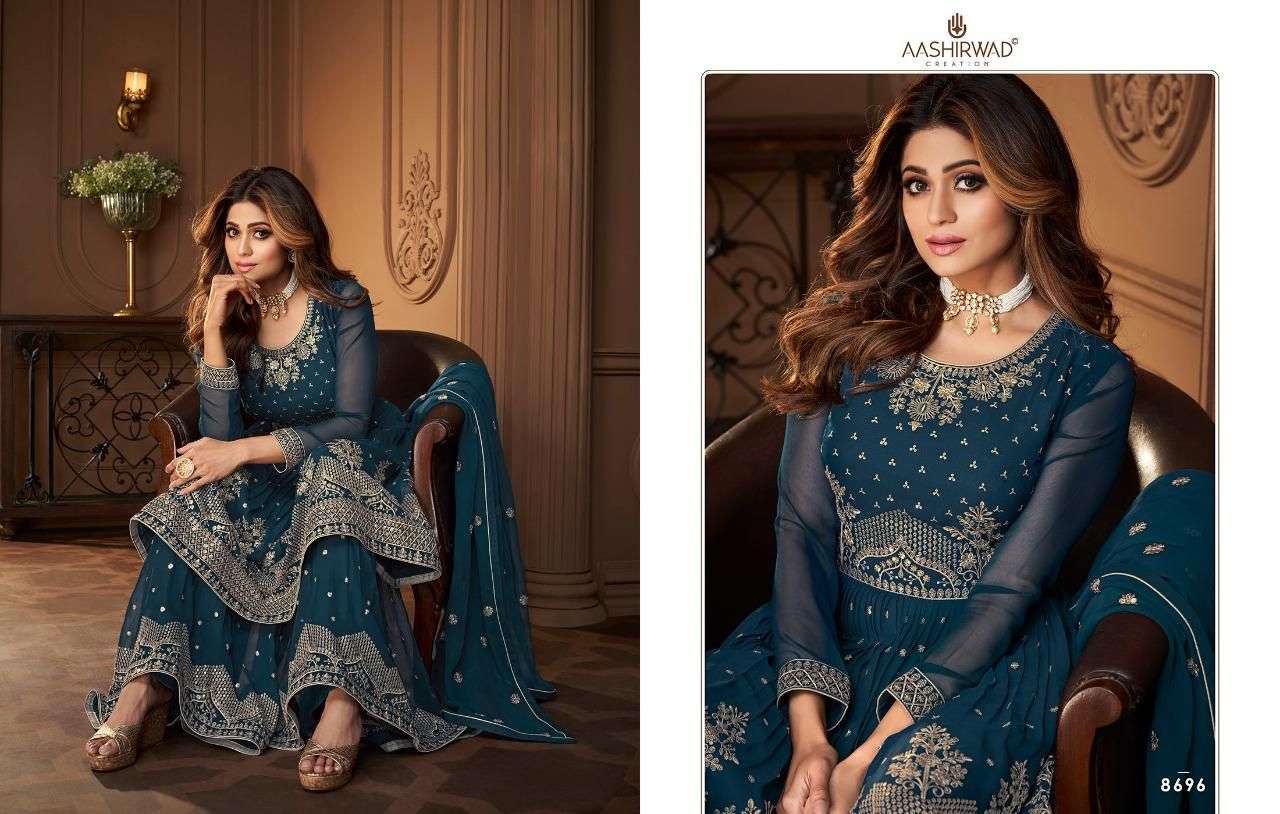 Aashirwad Heroine Designer Free Size Readymade Peplum Style Dress Collection view 7