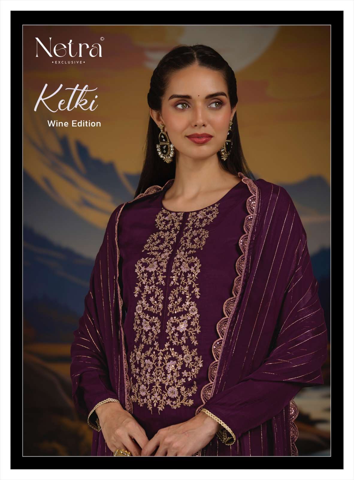 Netra Ketki Wine Edition Designer Ladies Wear Pure Bemberg Silk Suits view 4