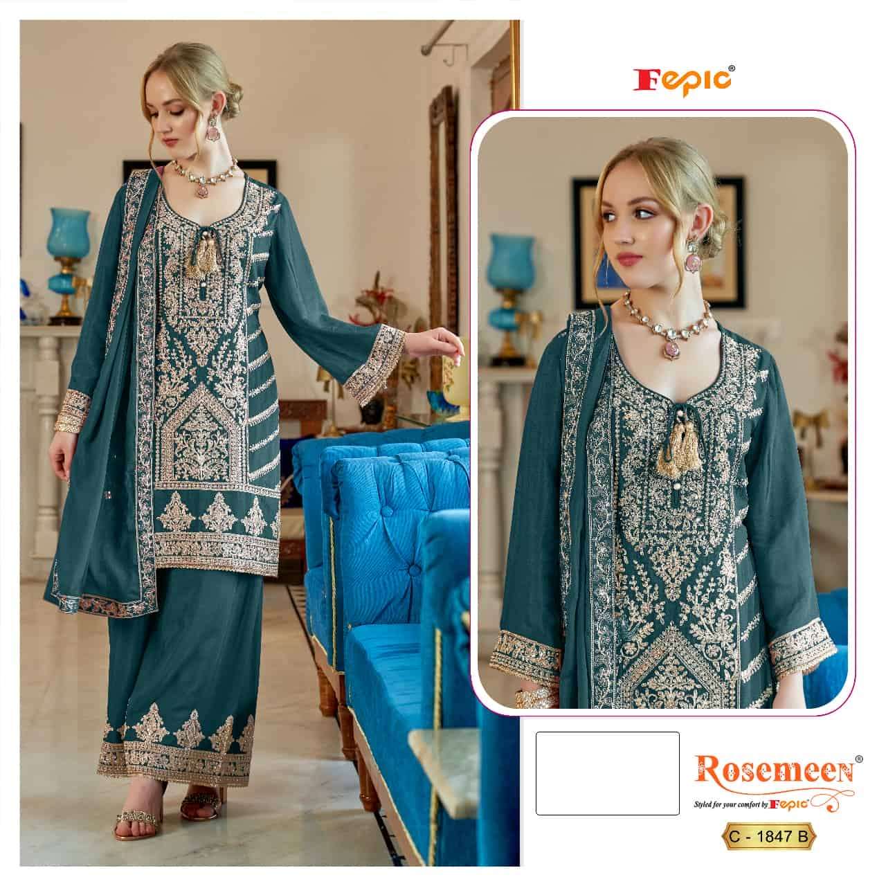 Fepic C 1847 Colors Pakistani Heavy Designer Style Salwar Kameez Wholesalers view 2