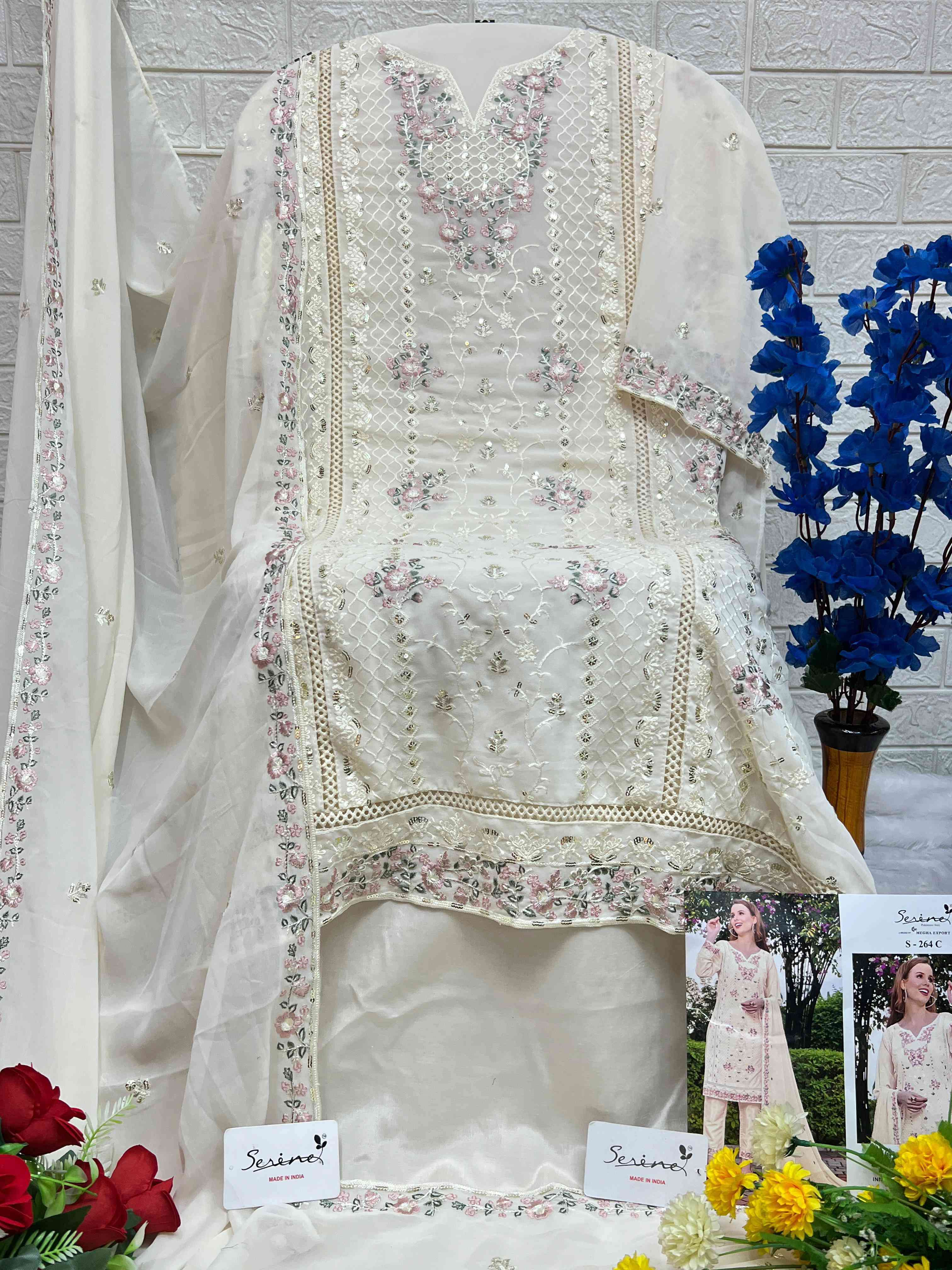 Serine S 264 Colors Pakistani Georgette Ladies Suit Catalog Wholesalers view 9