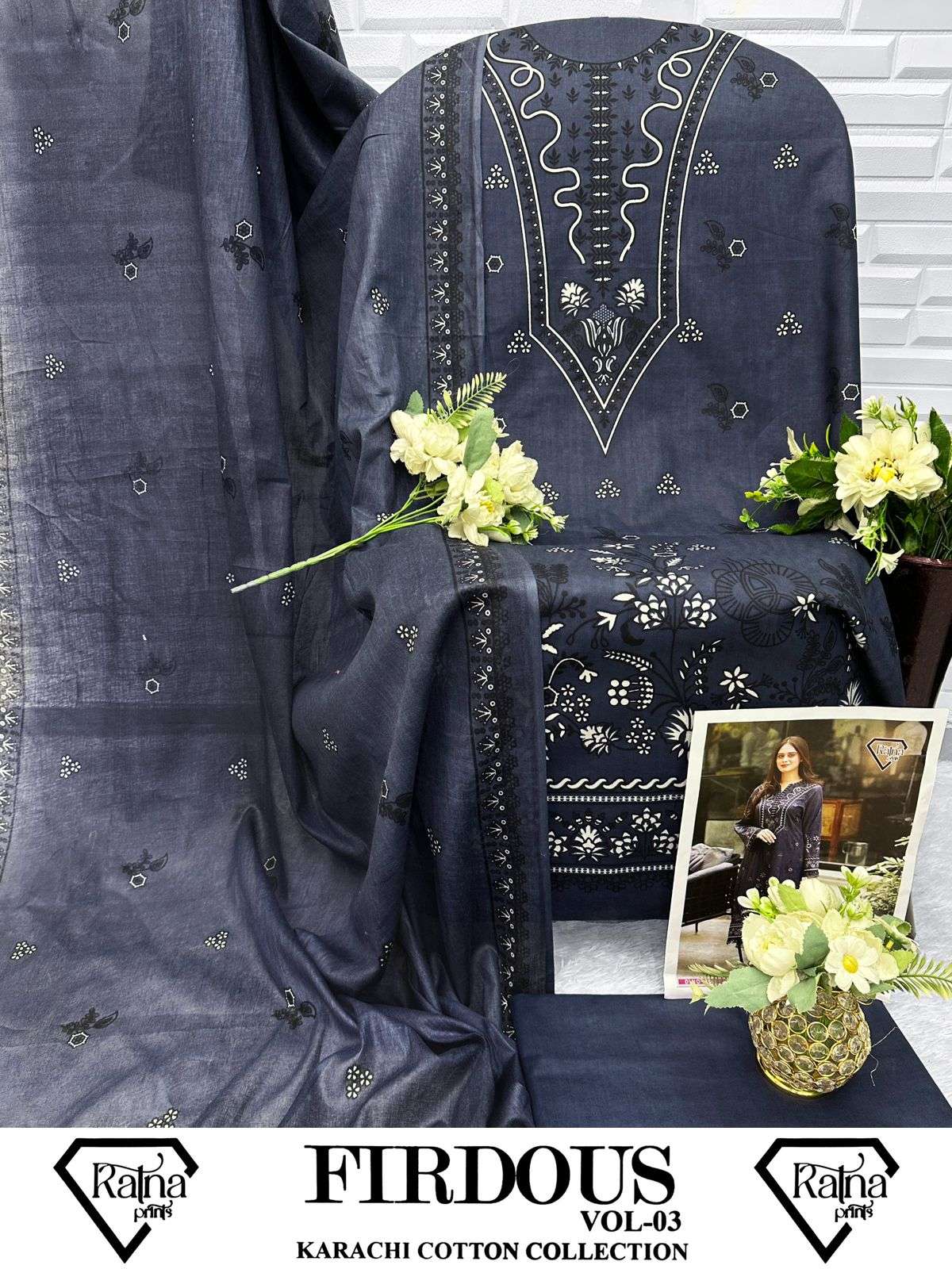 Firdous Vol 3 Heavy Cotton Unstitched Suit view 5